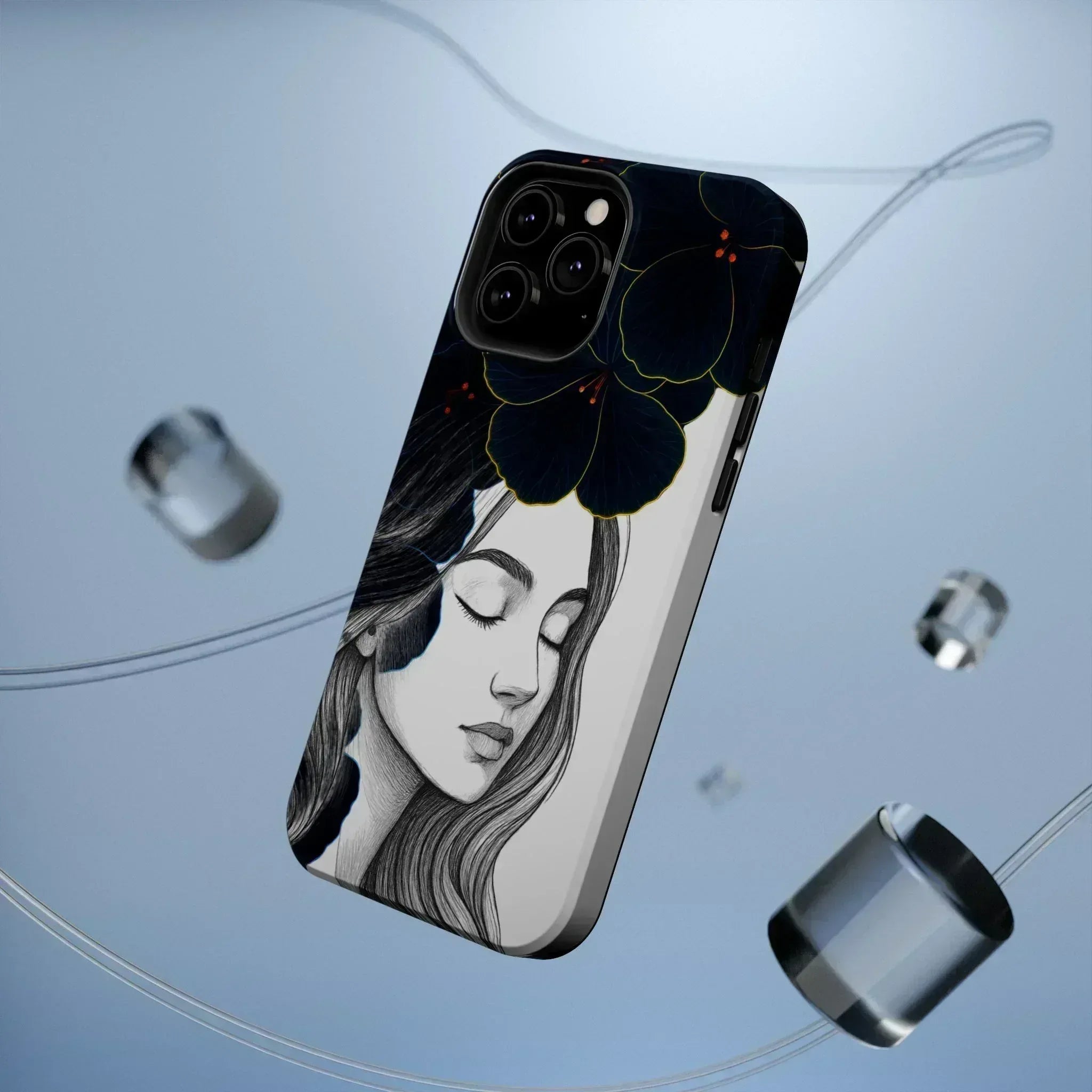 Dark Floral Elegance Phone Case for iPhone 13-16 - KARARMDESIGN