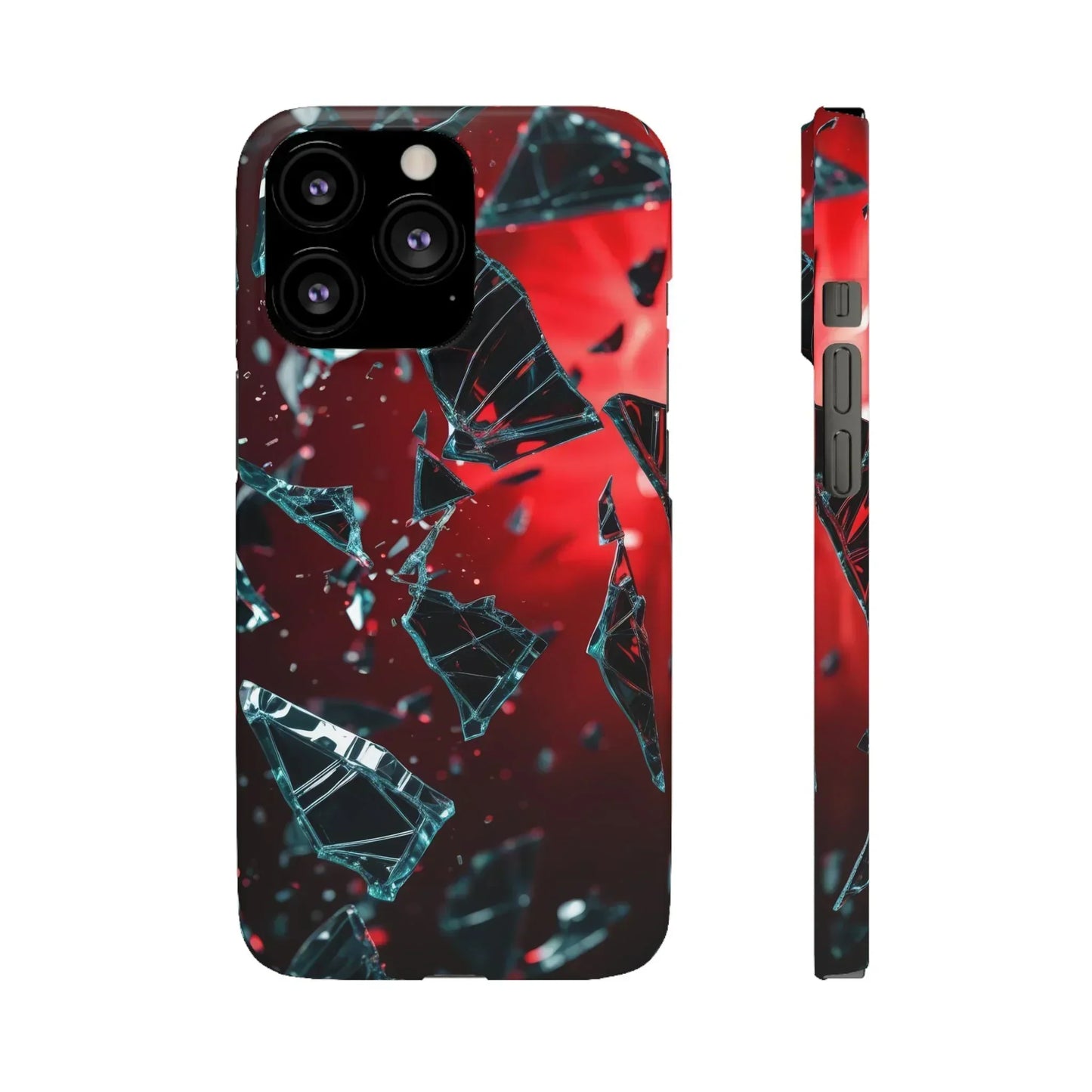 "Crimson Impact" Realistic Glass Shard Snap Phone Case for iPhone 7-16 and Samsung Galaxy S10-S24 Models - KarArmDesign