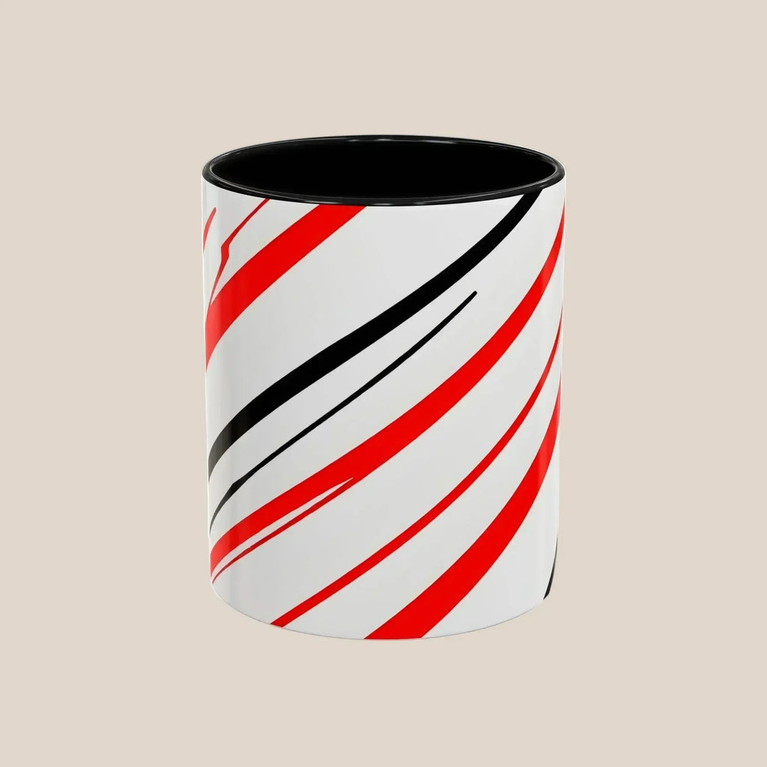 Bold Elegance – Red & Black Swirl Accent Coffee Mug - KARARMDESIGN