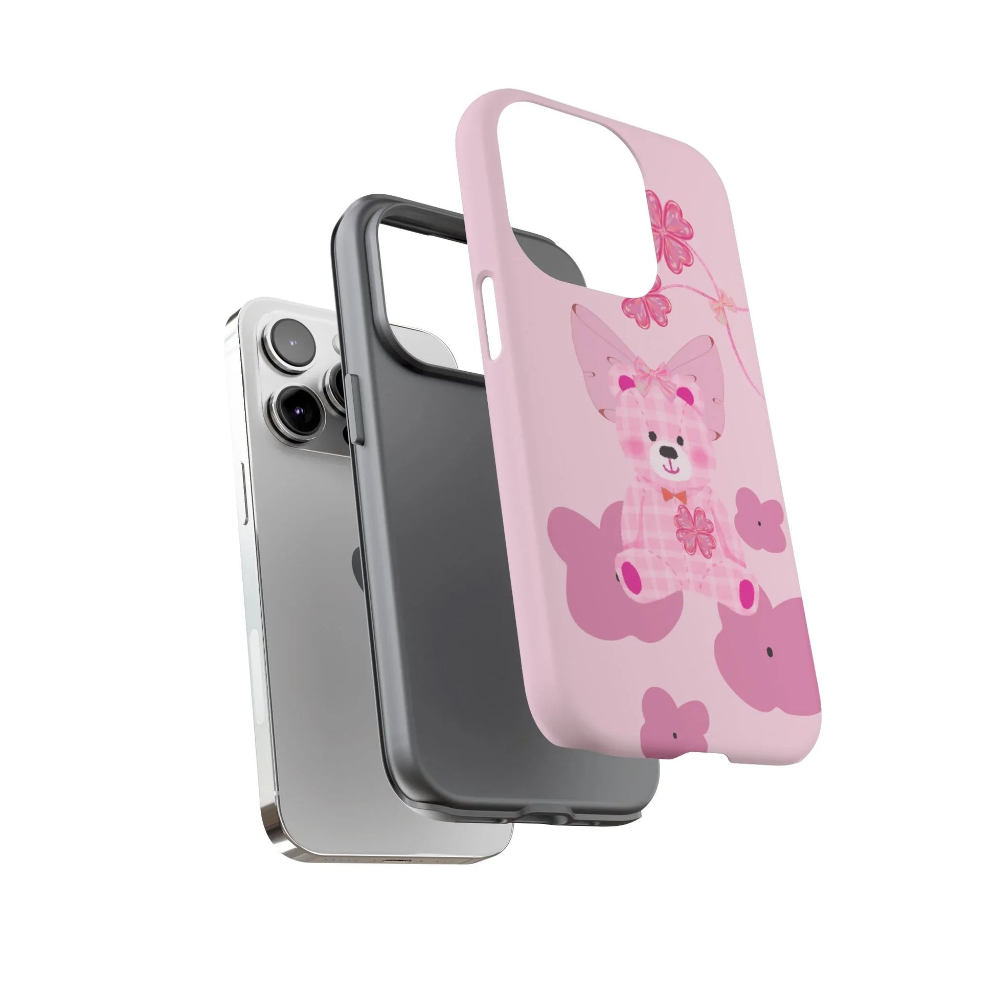 Pink Teddy Bear Phone Cases for iPhone, Pixel and Galaxy - KARARMDESIGN