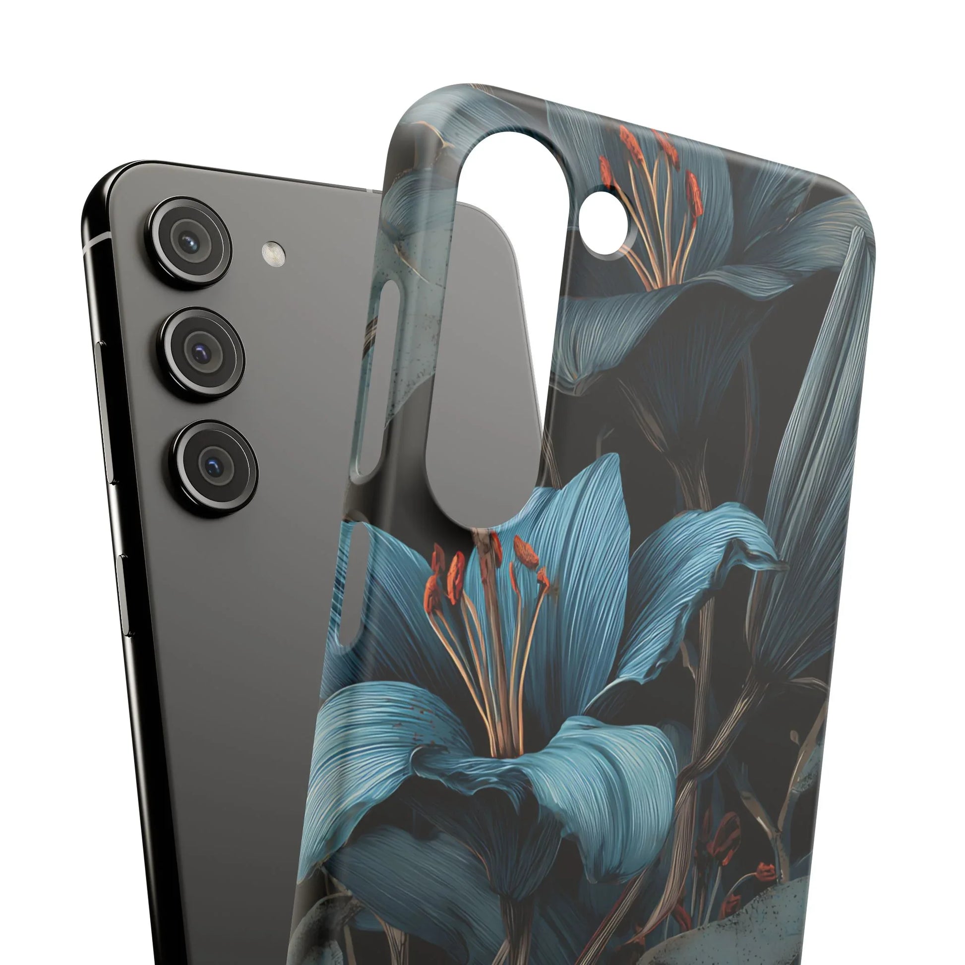 Blue Lily Floral Phone Case for iPhone 11-17 and Galaxy S20-S25 - KARARMDESIGN