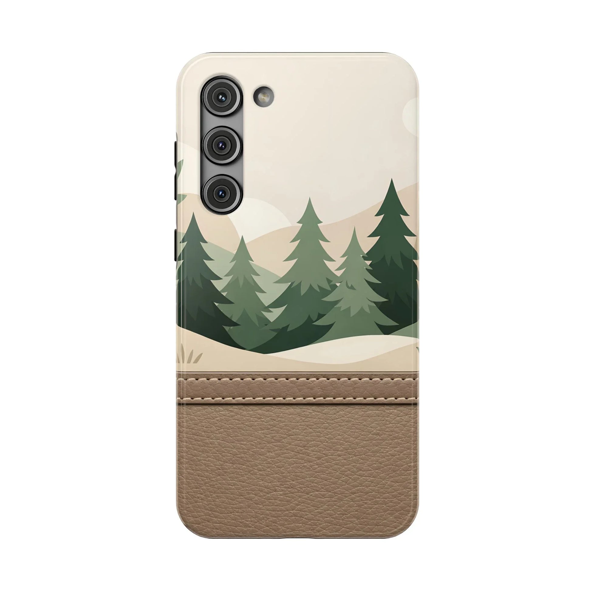 Forest Leather Phone Case for iPhone 11-17 and Galaxy S21-S25 - KARARMDESIGN