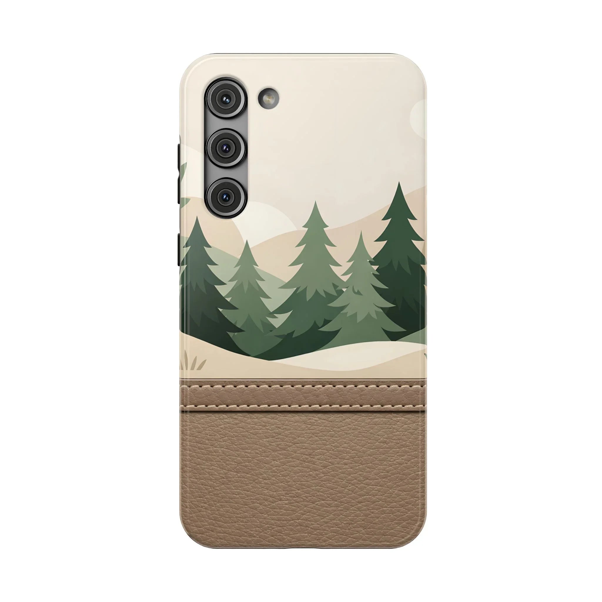 Forest Leather Phone Case for iPhone 11-17 and Galaxy S21-S25 - KARARMDESIGN