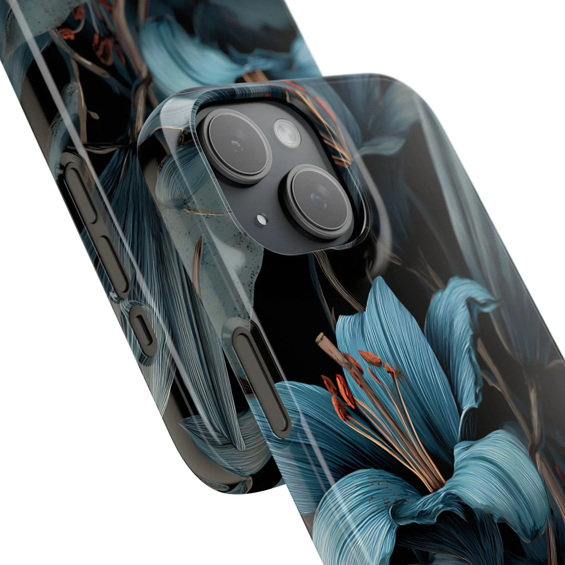 Blue Lily Floral Phone Case for iPhone 11-17 and Galaxy S20-S25 - KARARMDESIGN