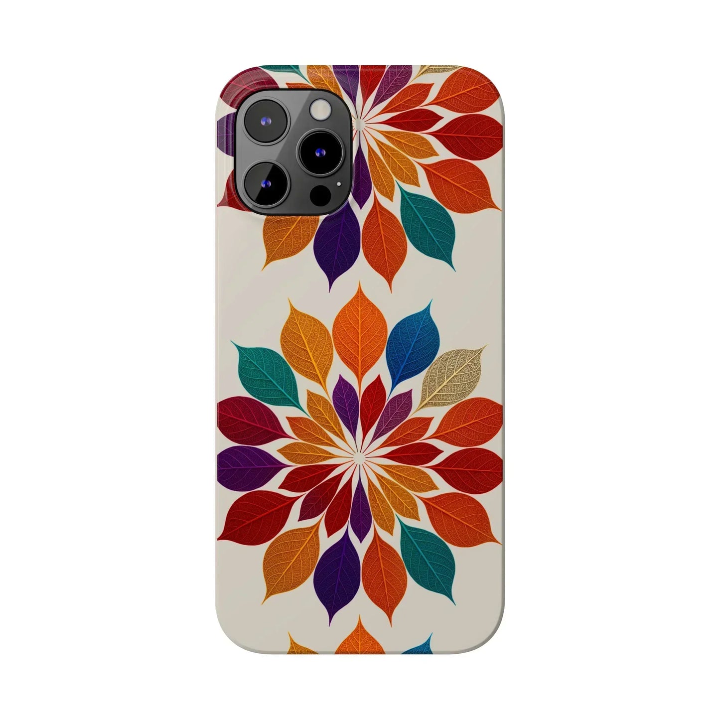 Leaf Mandala Botanical Burst Design Slim Phone Case for iPhone 7-16 Models - KarArmDesign