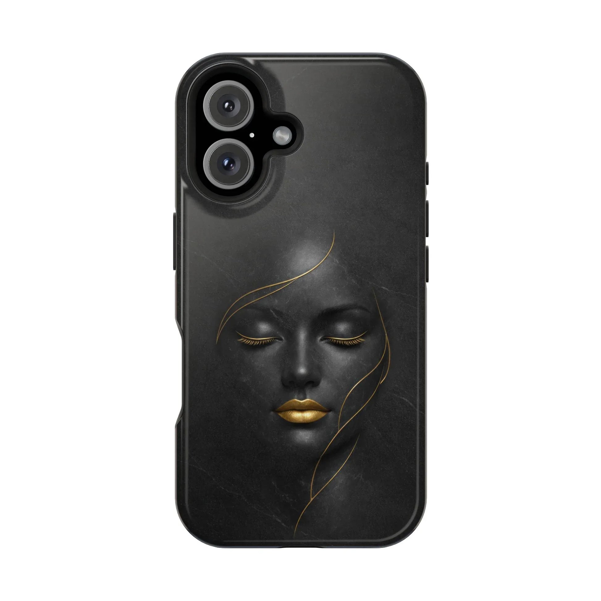 Black Gold Face Phone Case for iPhone 13-17 - KARARMDESIGN