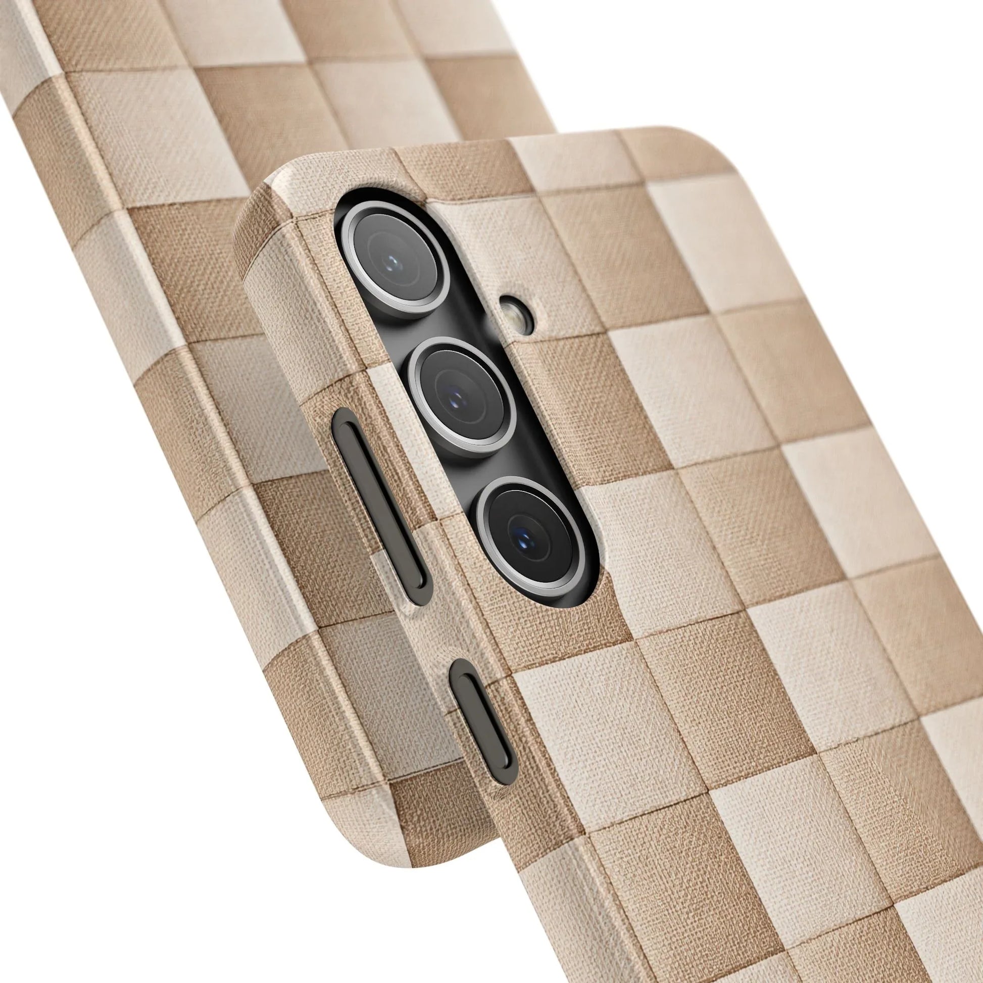 Beige Woven Phone Case for iPhone 11-17 and Galaxy S20-S25 - KARARMDESIGN