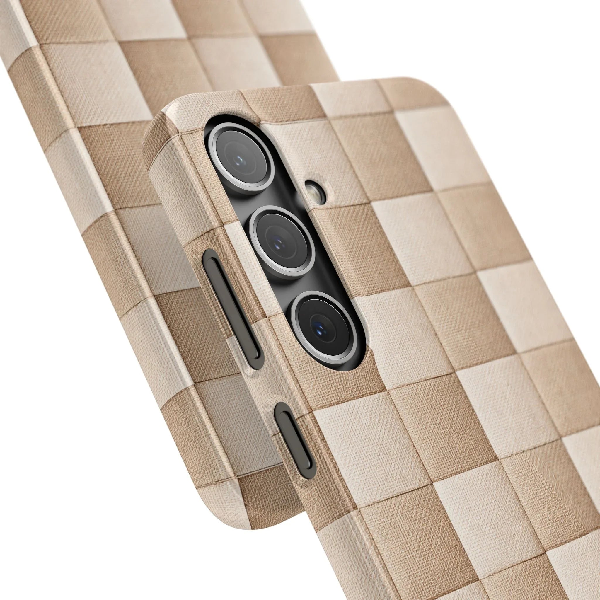 Beige Woven Phone Case for iPhone 11-17 and Galaxy S20-S25 - KARARMDESIGN