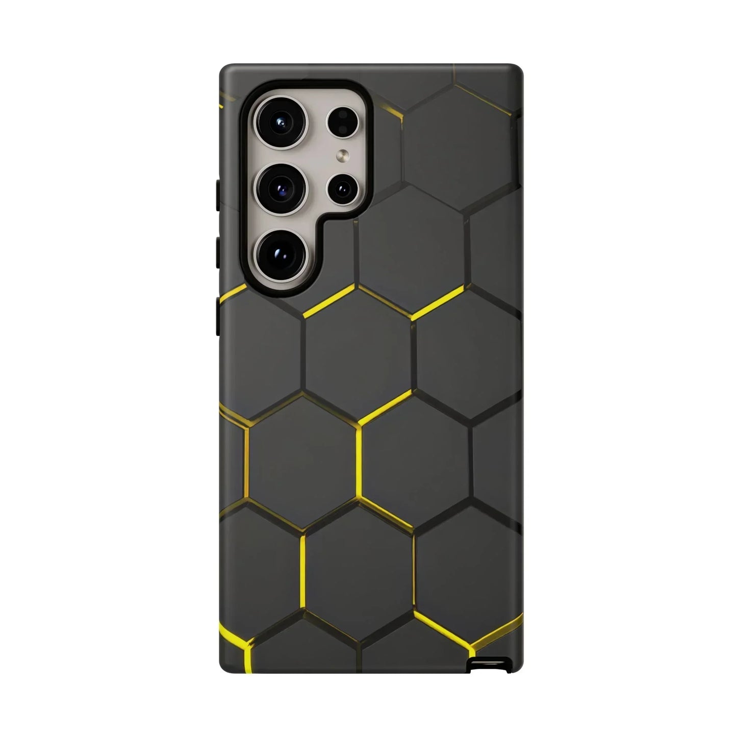 Black and Yellow Hexagon Geometric Tough Phone Case for Galaxy and Pixel - KarArmDesign