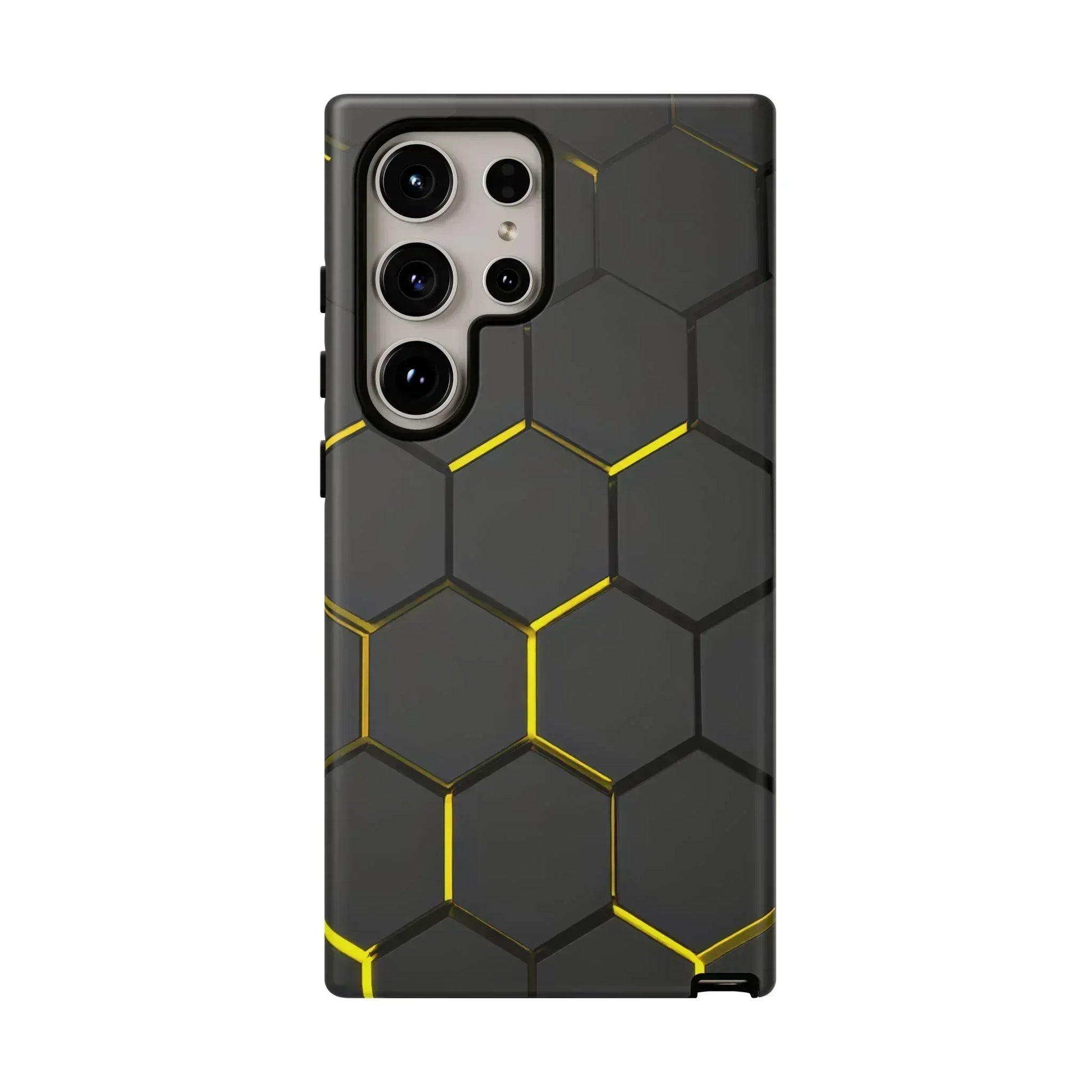 Black and Yellow Hexagon Geometric Tough Phone Case for Galaxy and Pixel - KARARMDESIGN