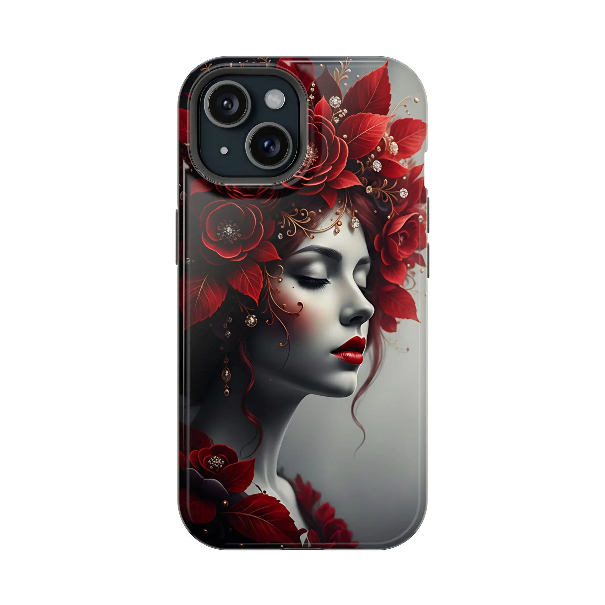 Scarlet Bloom Portrait Phone Case for iPhone 13-17 - KARARMDESIGN