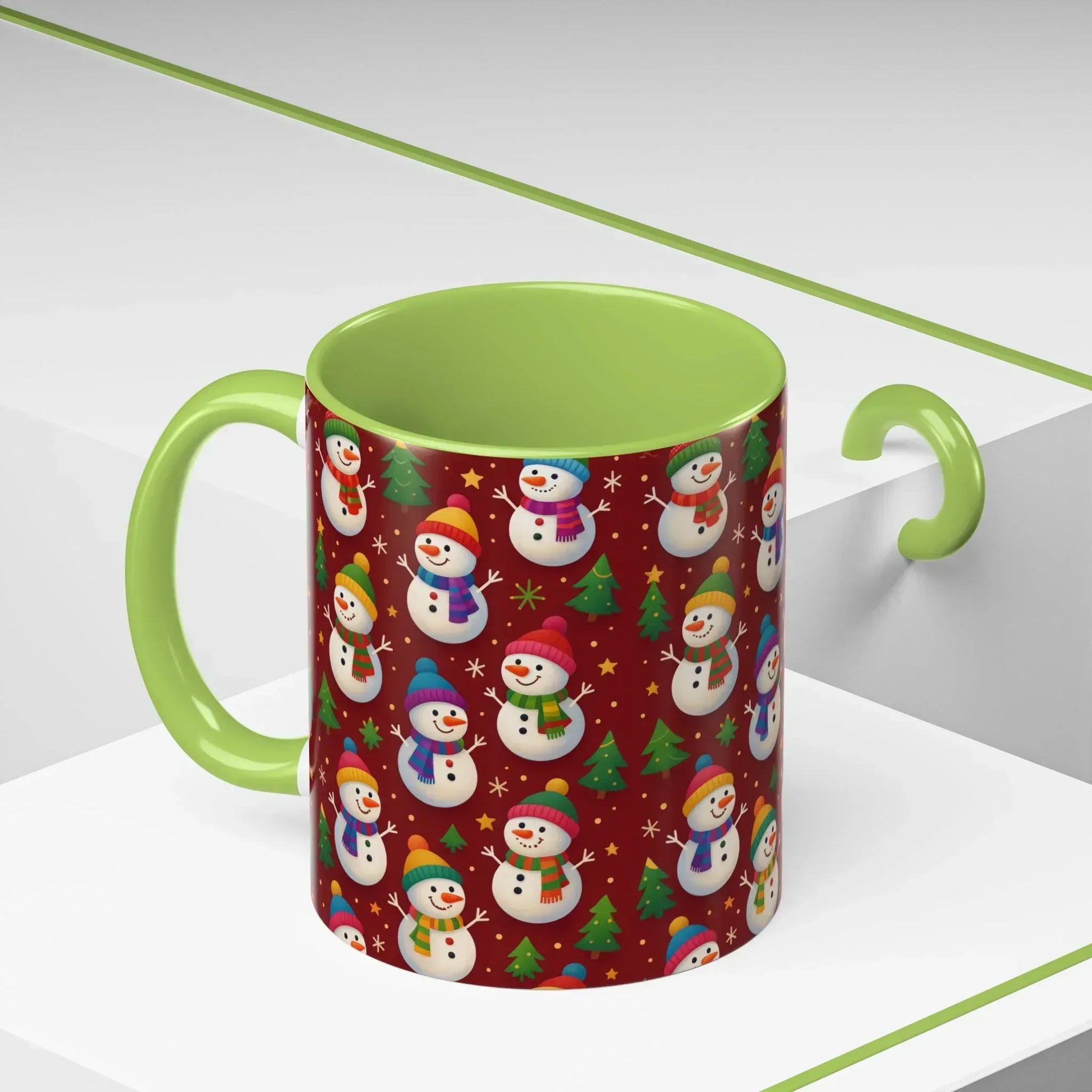 Festive Snowman Parade Accent Coffee Mug (11oz) - KARARMDESIGN