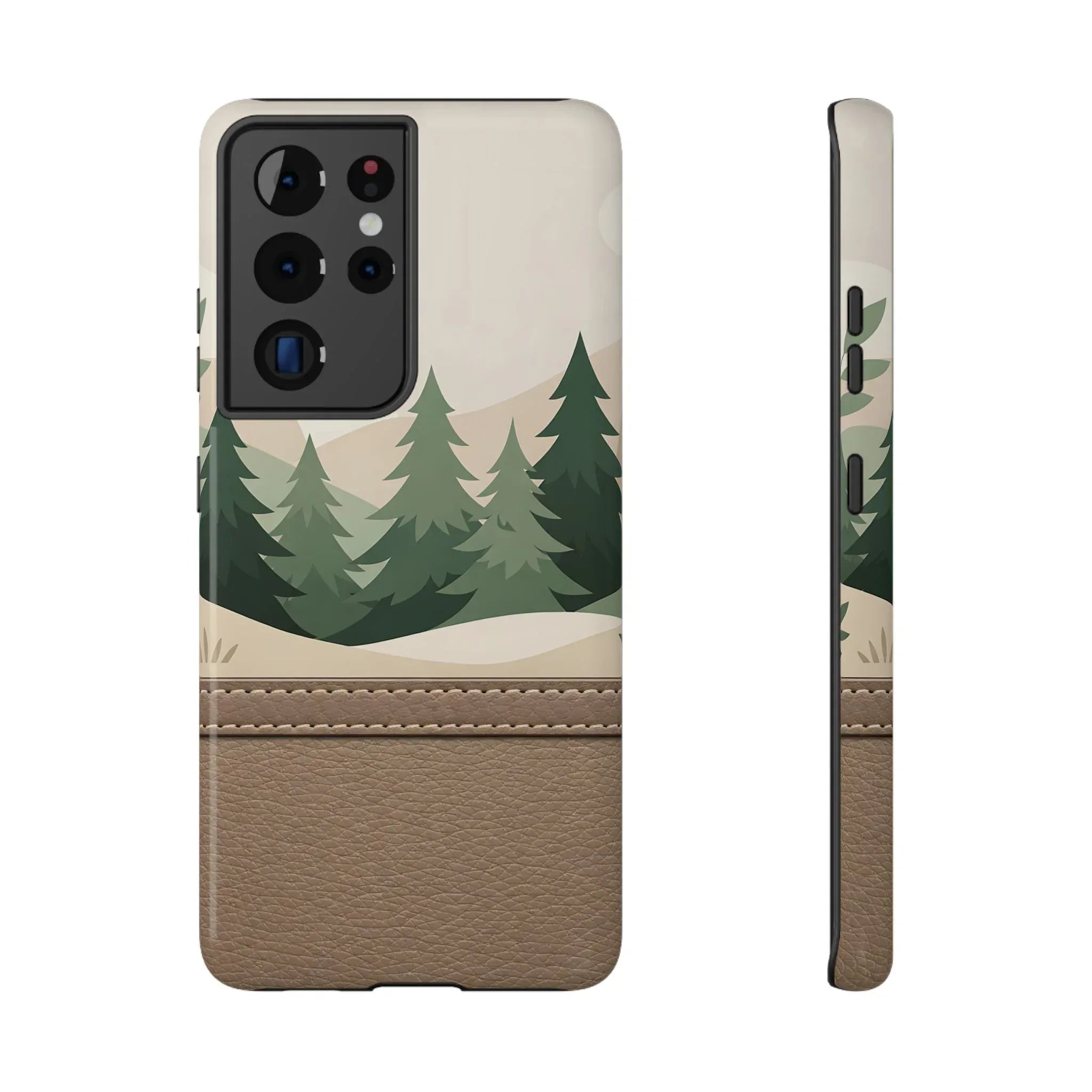 Forest Leather Phone Case for iPhone 11-17 and Galaxy S21-S25 - KARARMDESIGN