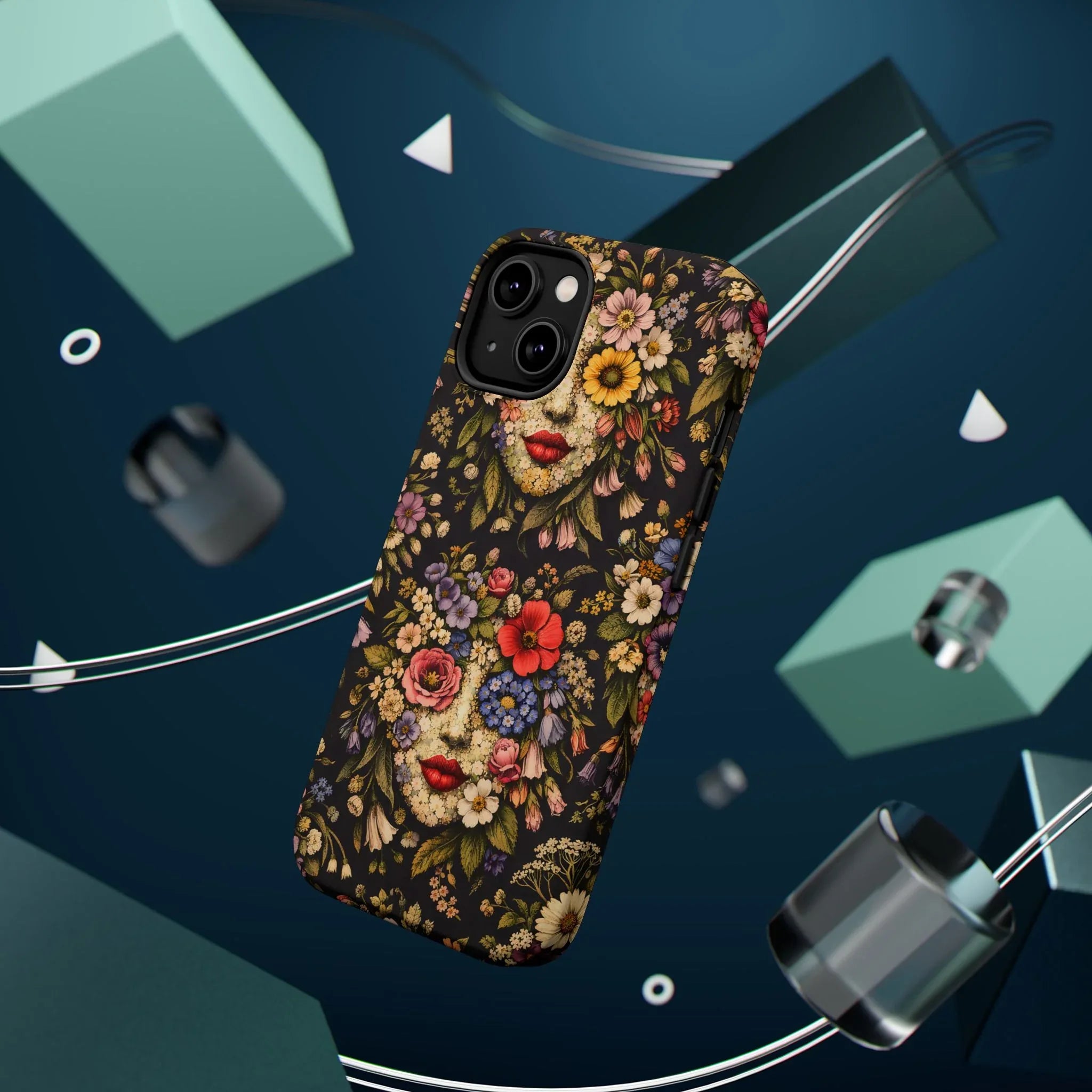 Vintage Flower Face Phone Case for iPhone 13-17 - KARARMDESIGN