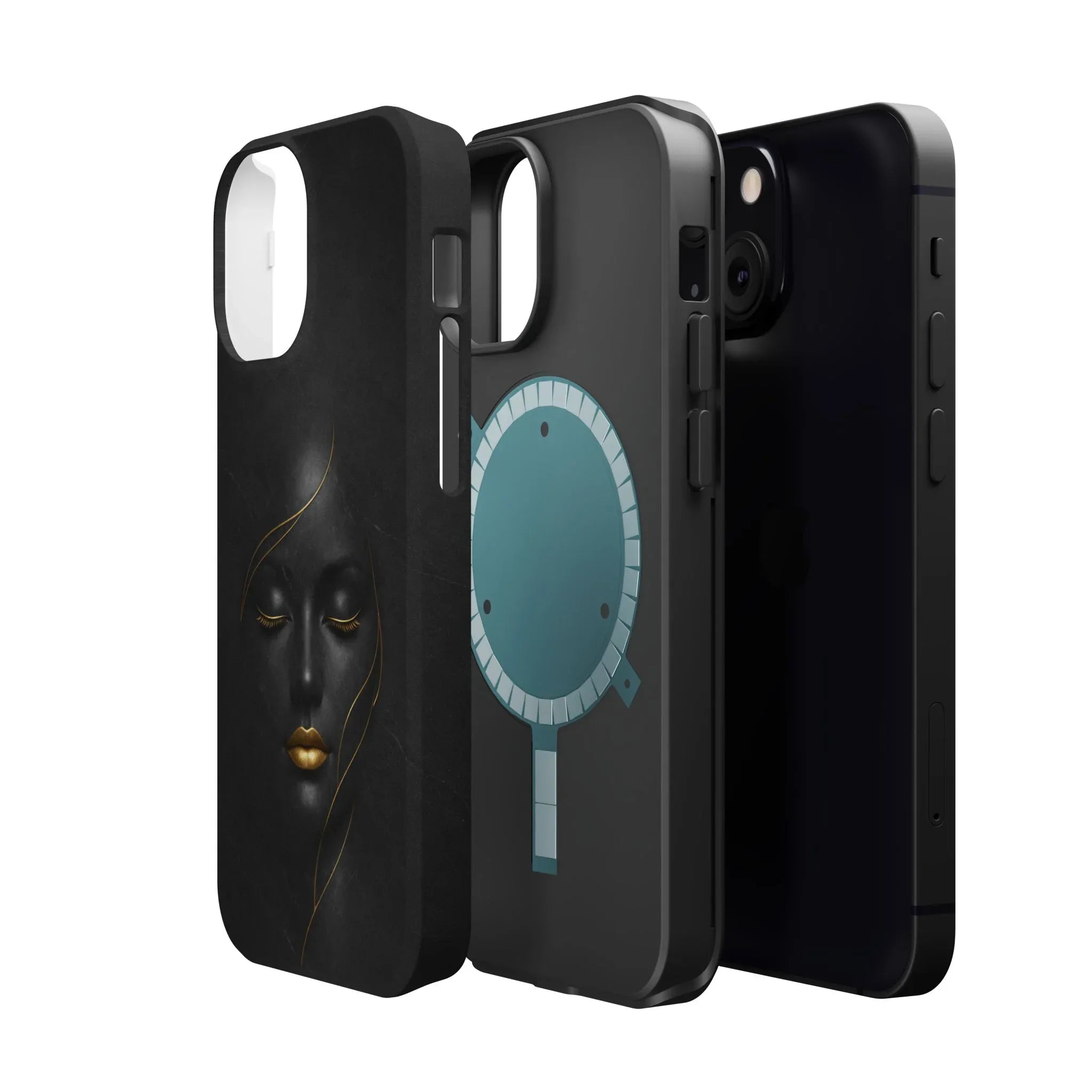 Black Gold Face Phone Case for iPhone 13-17 - KARARMDESIGN