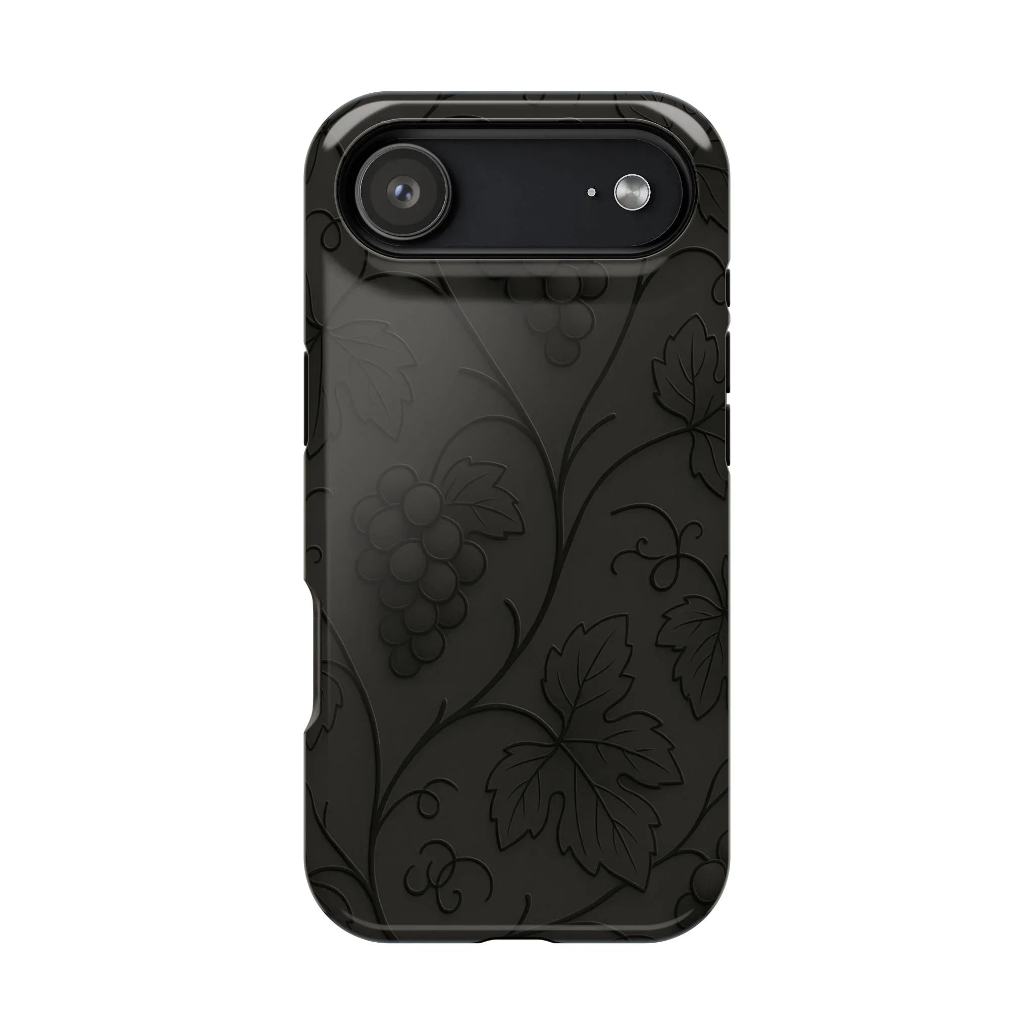 Elegant Embossed Grape Leaf Black Phone Case for iPhone and Galaxy - KARARMDESIGN