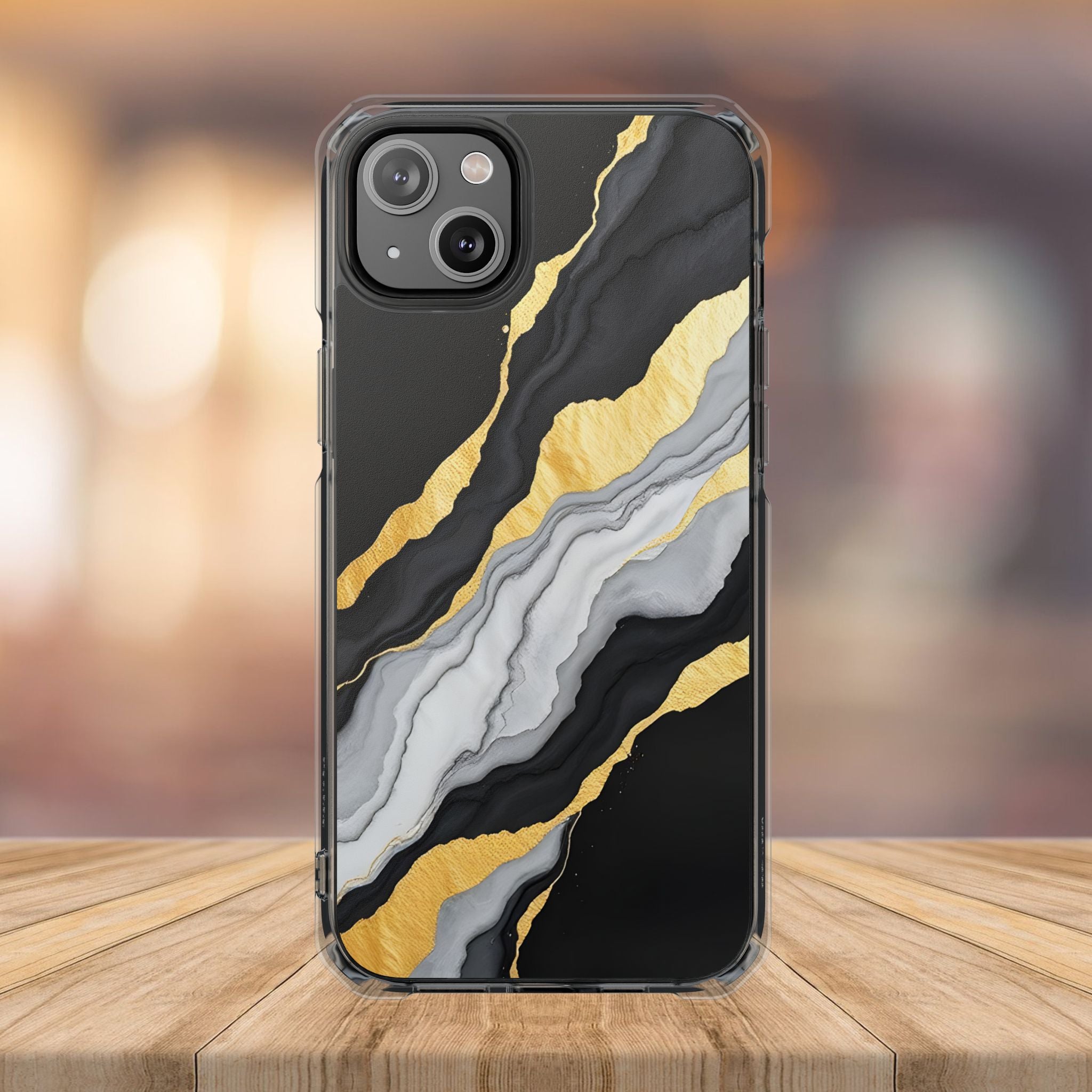 Luxury Black and Gold Marble Magnetic Phone Case for iPhone 14-17
