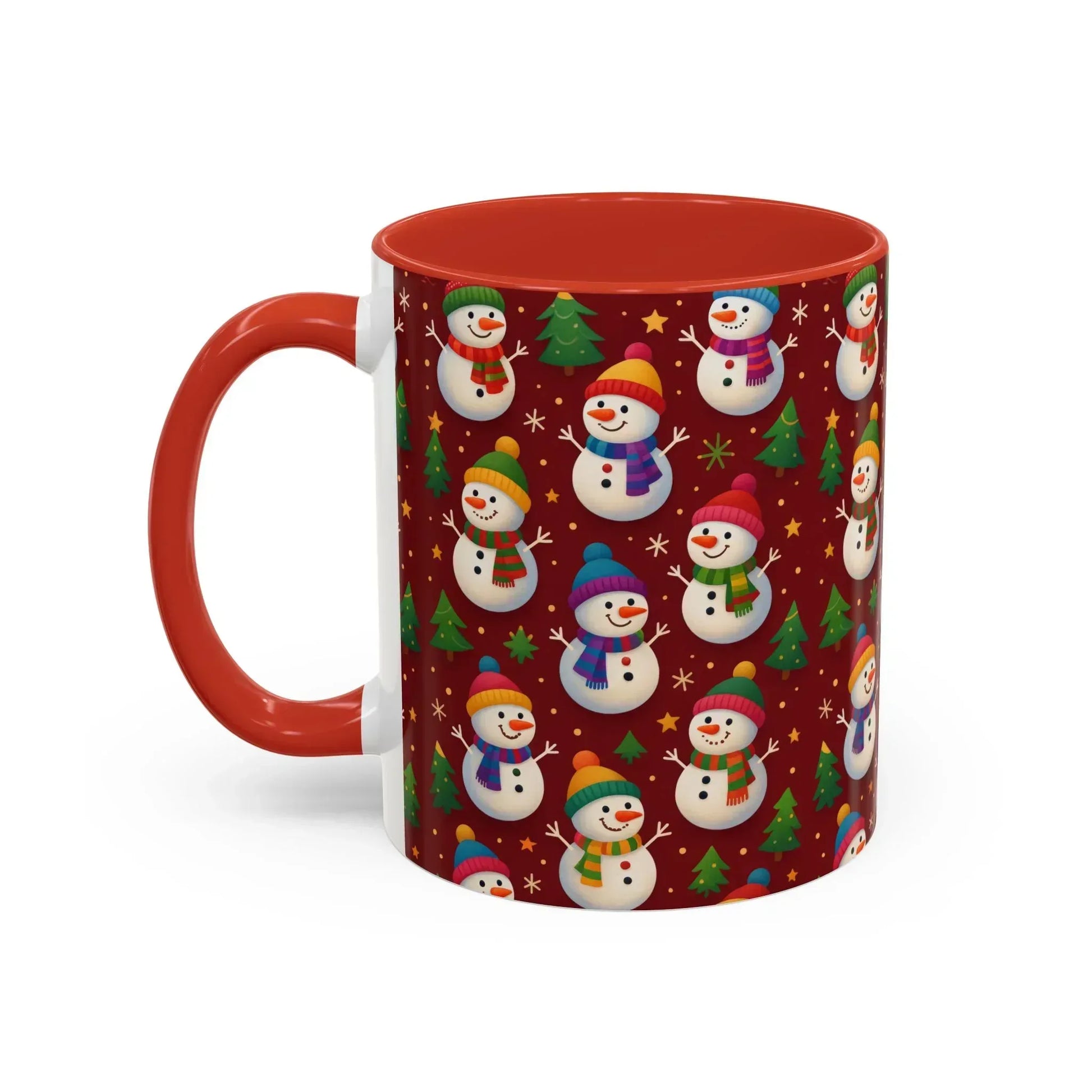 Festive Snowman Parade Accent Coffee Mug (11oz) - KARARMDESIGN
