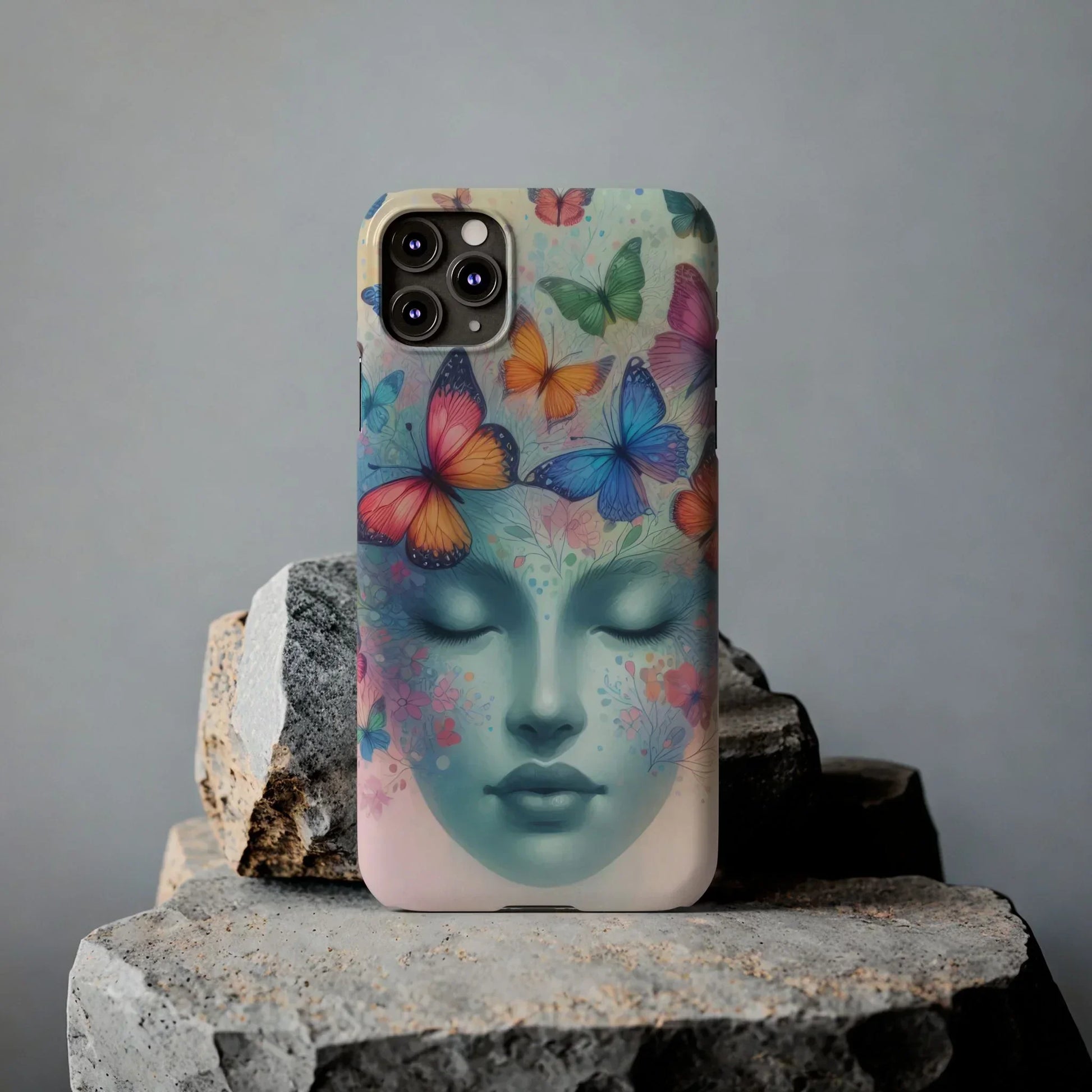 Butterfly Bloom Dreamy Woman with Closed Eyes Tough Phone Case for iPhone - KarArmDesign