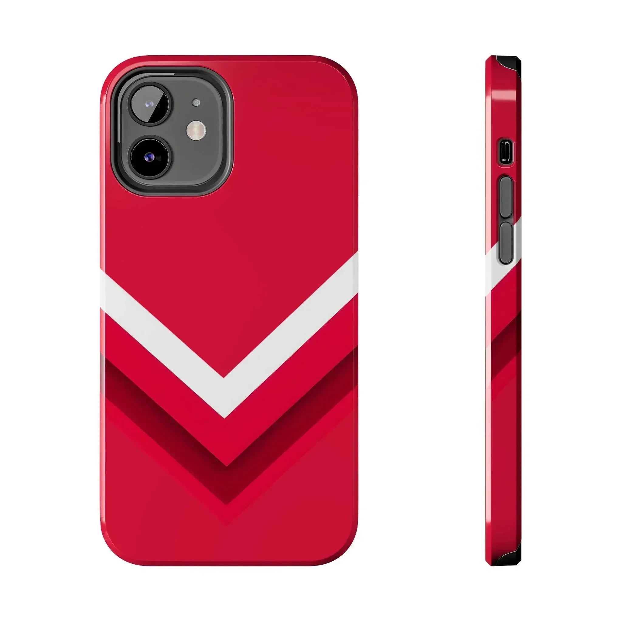 Red Chevron Armor Phone Case for iPhone 11–16 & Galaxy S21–S24 - KARARMDESIGN