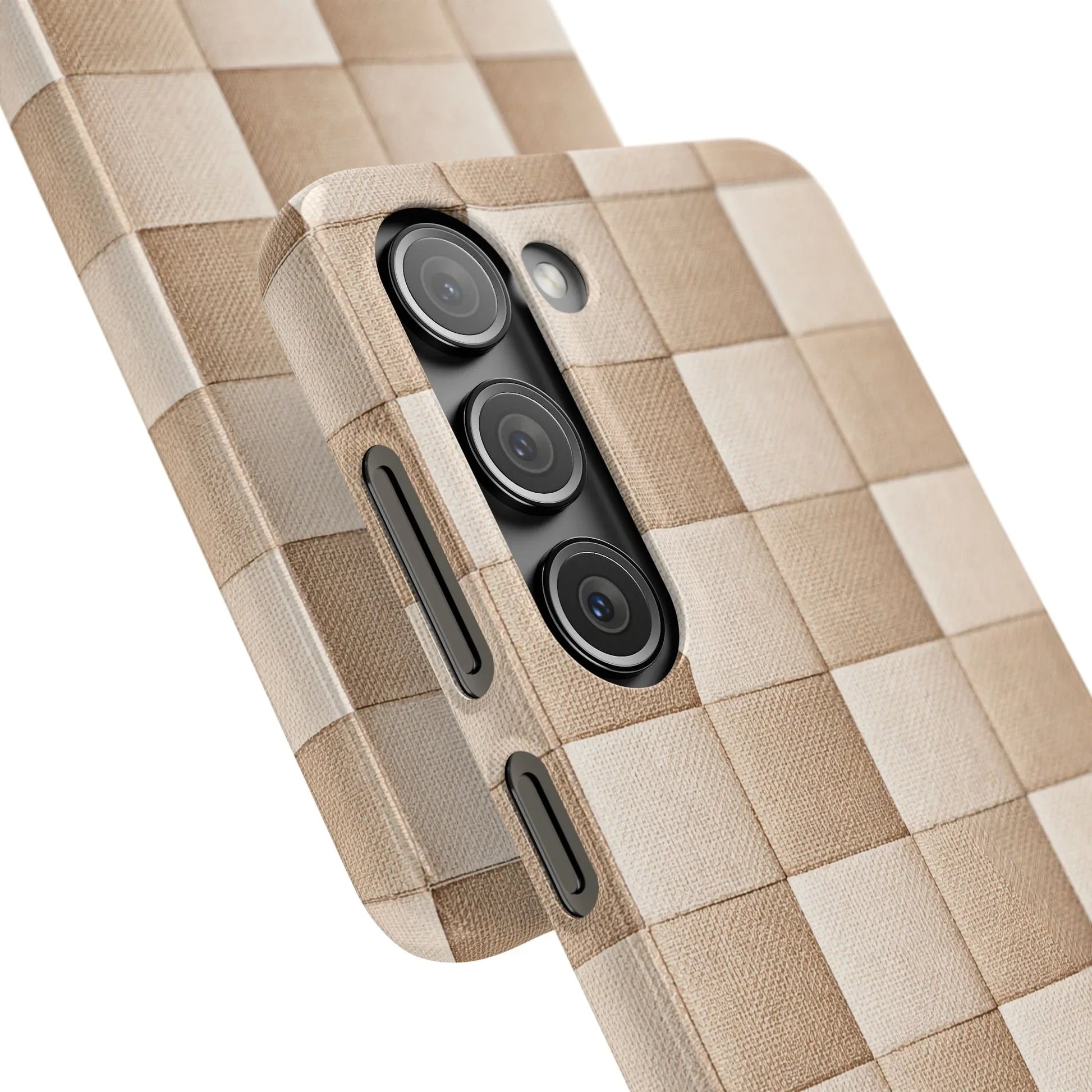 Beige Woven Phone Case for iPhone 11-17 and Galaxy S20-S25 - KARARMDESIGN