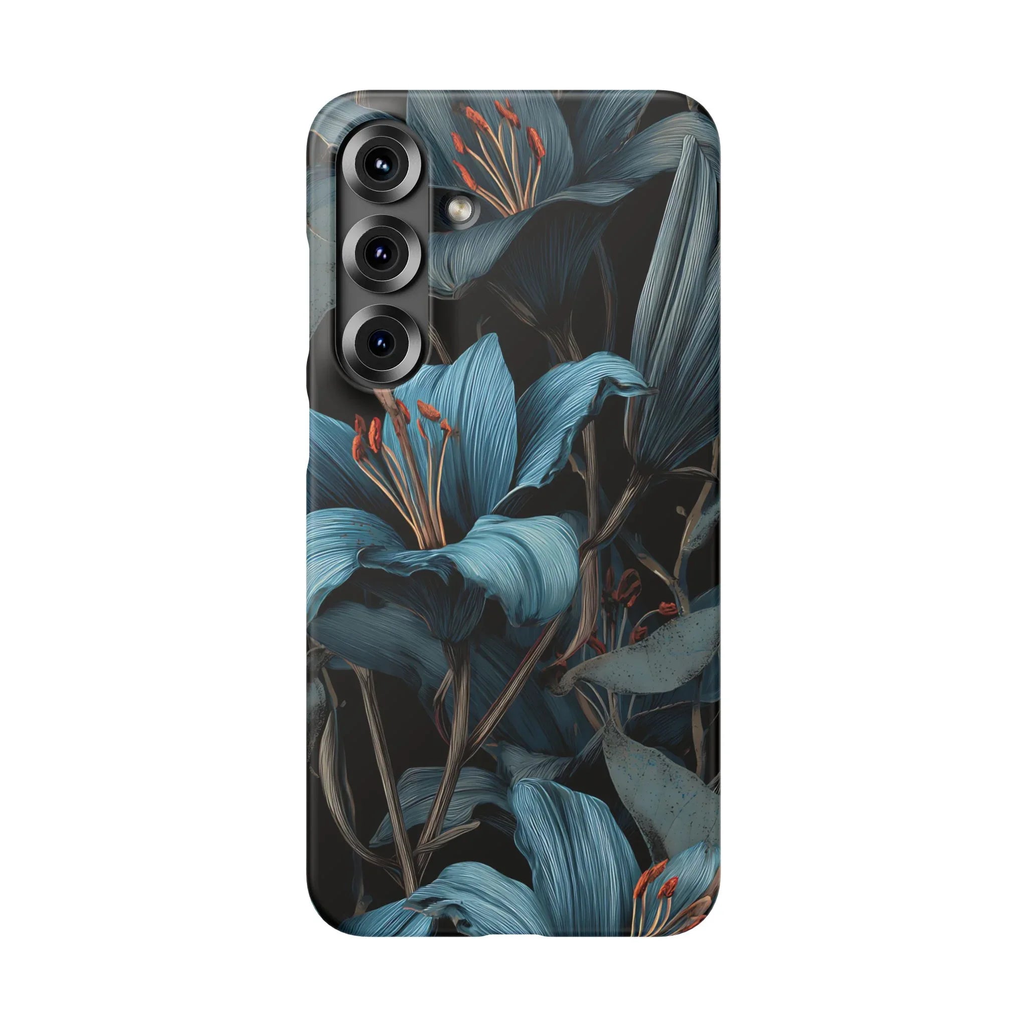 Blue Lily Floral Phone Case for iPhone 11-17 and Galaxy S20-S25 - KARARMDESIGN
