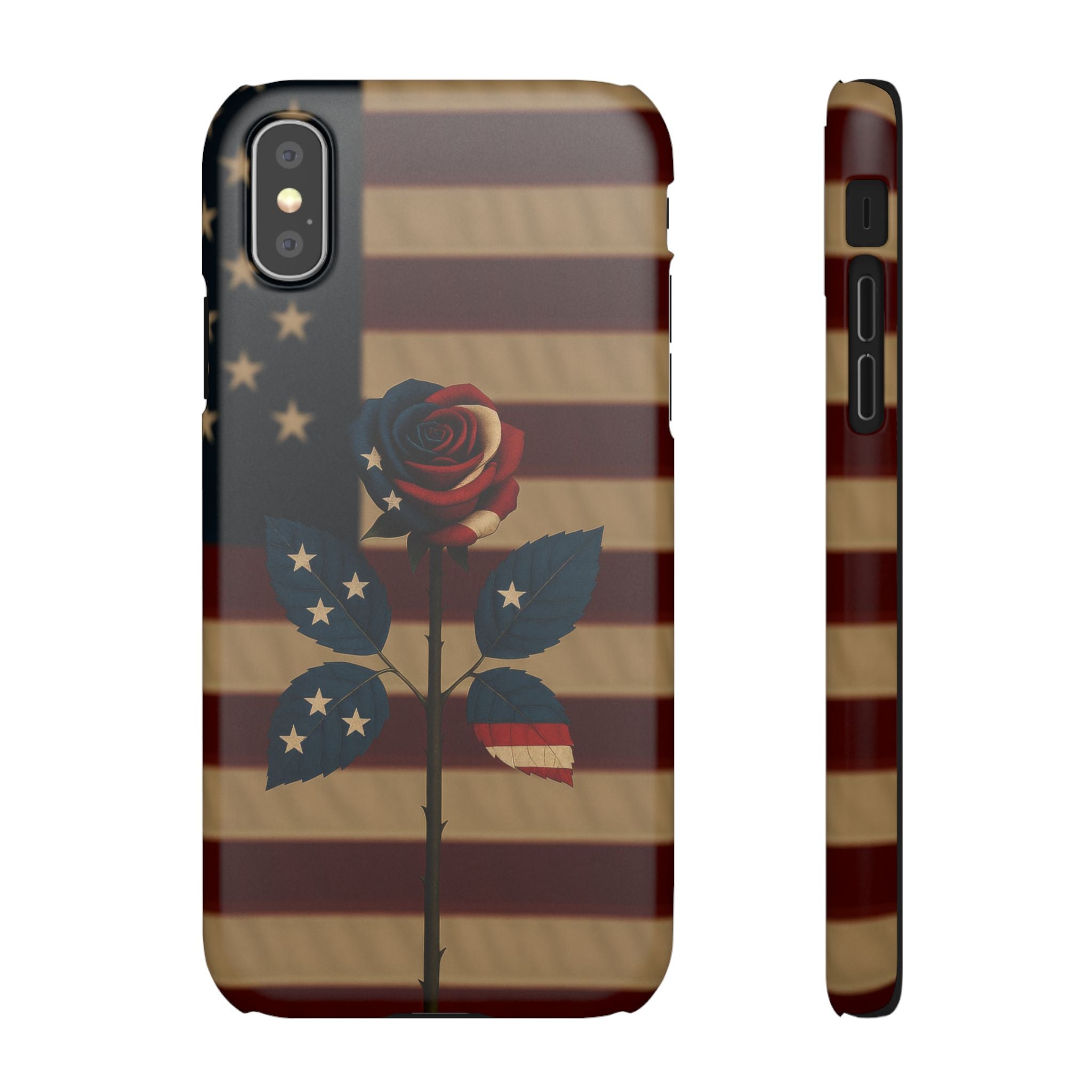 American Rose Flag Phone Case for iPhone 8-17 and Galaxy S20-S26