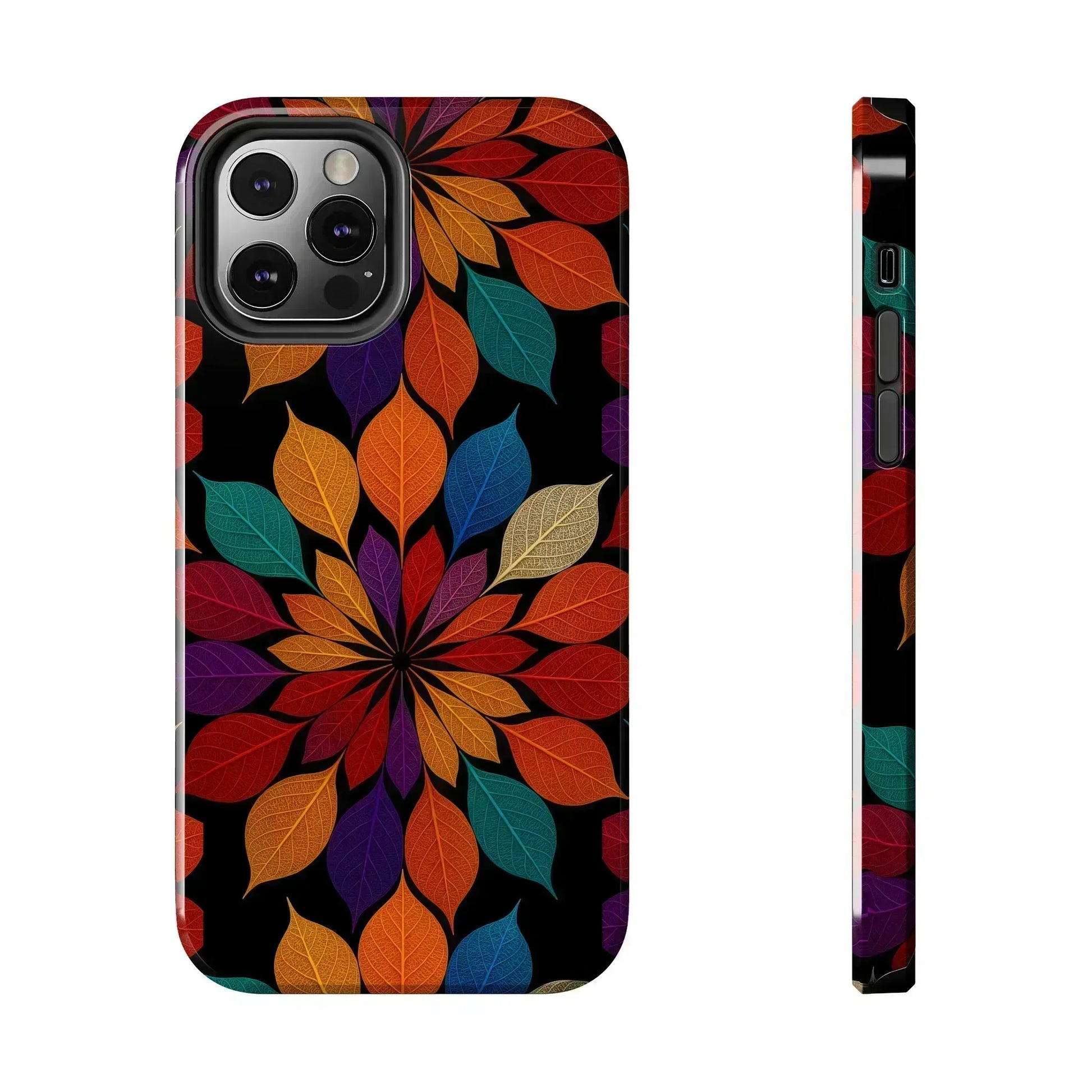 Leaf Mandala Phone Case for iPhone 11-16 and Galaxy S21-S24 - KARARMDESIGN
