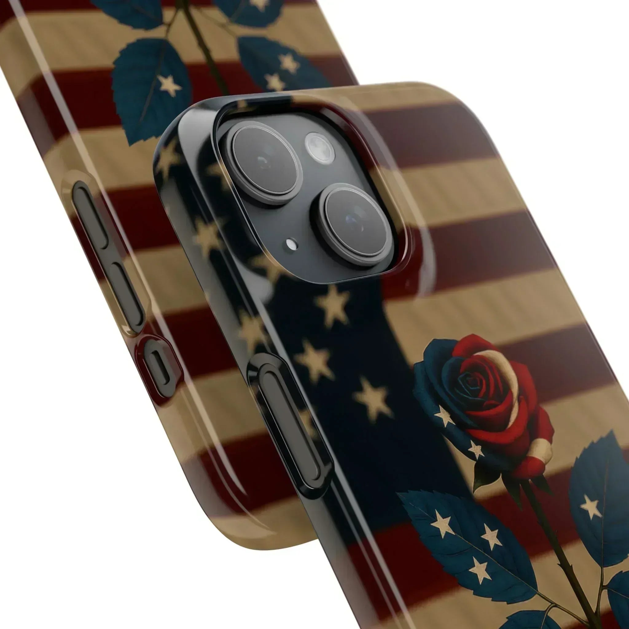 American Rose Flag Phone Case for iPhone 8-16 and Galaxy S10-S24 - KARARMDESIGN