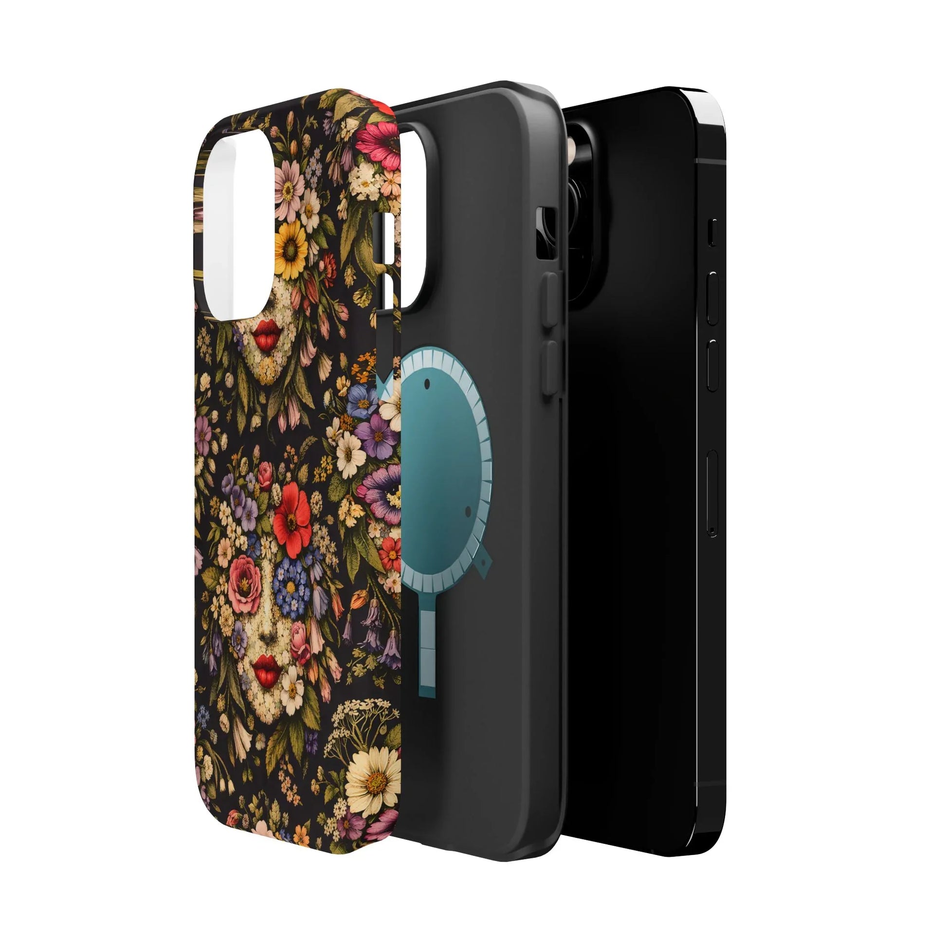Vintage Flower Face Phone Case for iPhone 13-17 - KARARMDESIGN