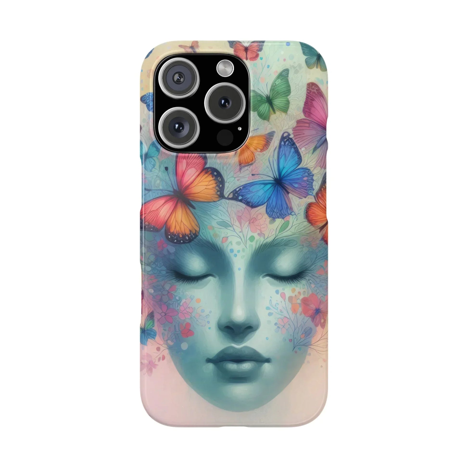 Butterfly Bloom Dreamy Woman with Closed Eyes Tough Phone Case for iPhone - KarArmDesign