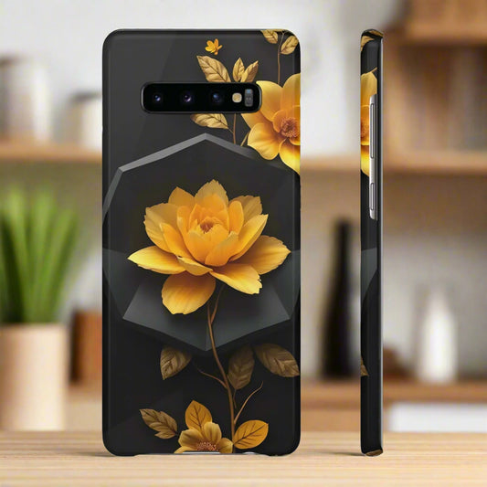 Yellow Floral Phone Case for iPhone 7-16 and Samsung Galaxy S10-S24 Models - KarArmDesign