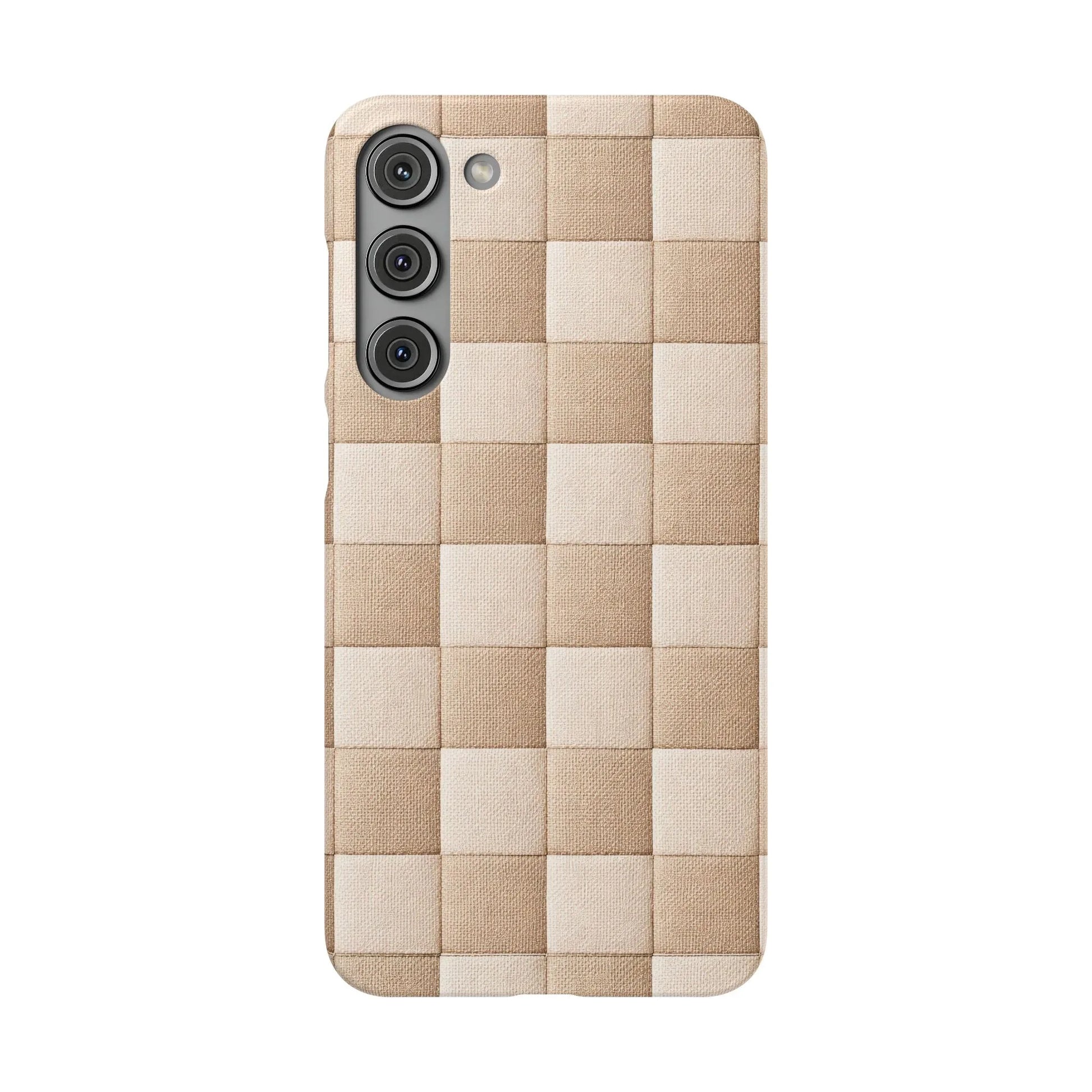 Beige Woven Phone Case for iPhone 11-17 and Galaxy S20-S25 - KARARMDESIGN