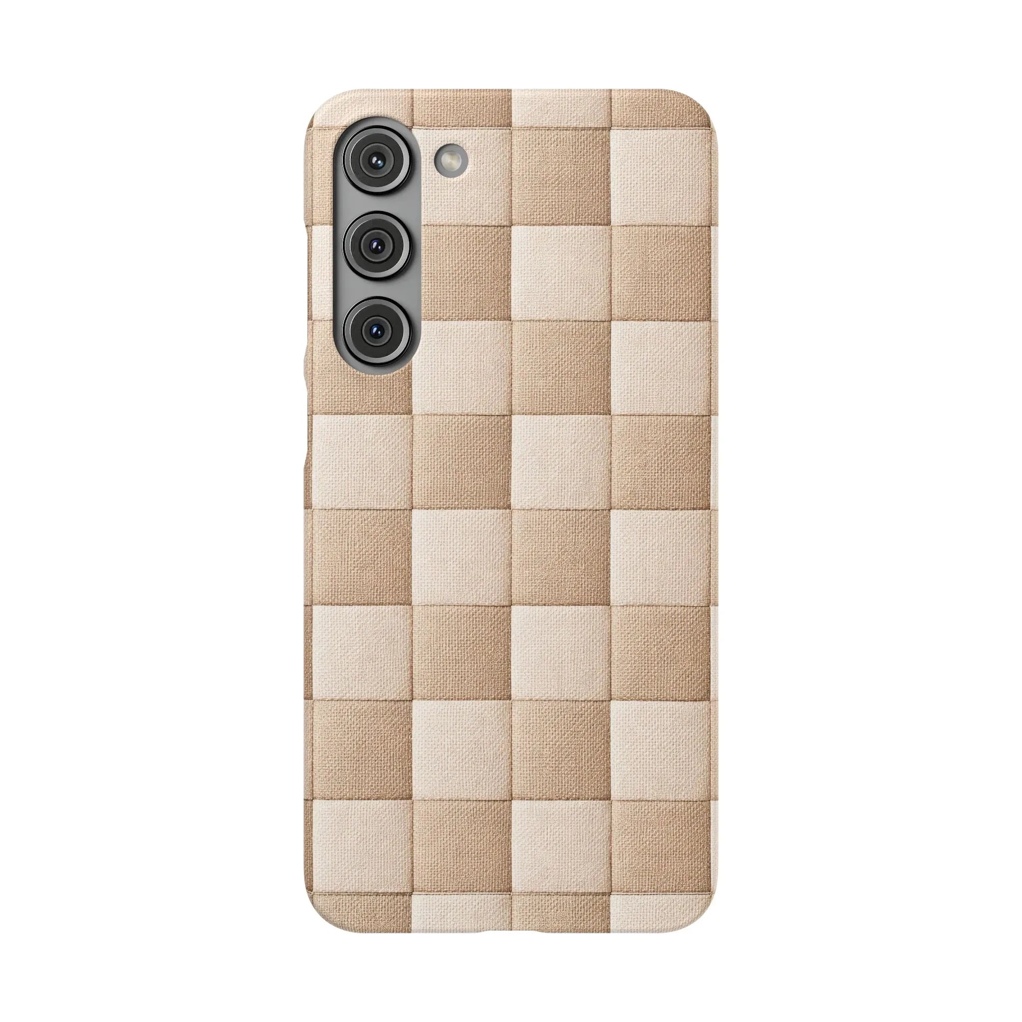 Beige Woven Phone Case for iPhone 11-17 and Galaxy S20-S25 - KARARMDESIGN