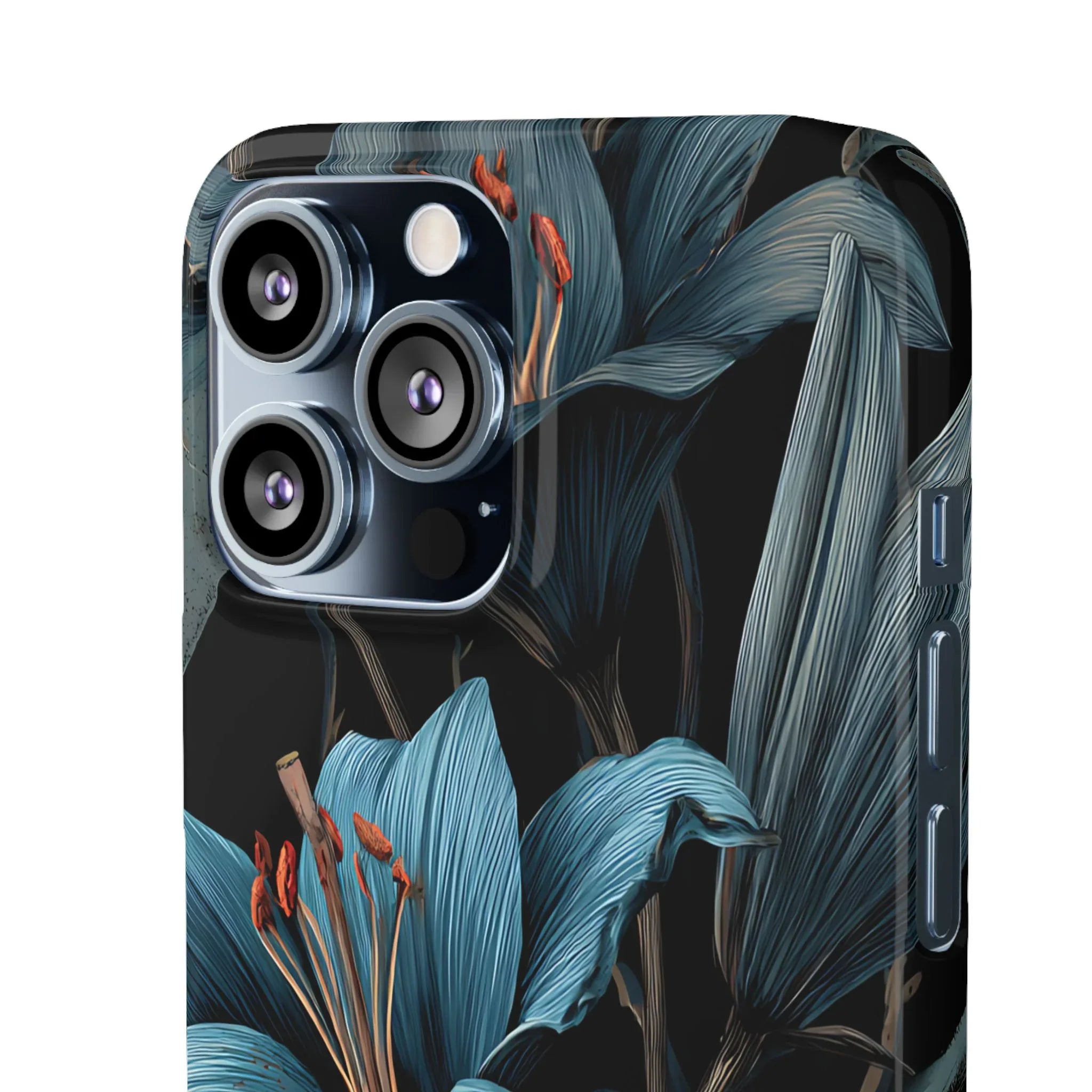 Blue Lily Floral Phone Case for iPhone 11-17 and Galaxy S20-S25 - KARARMDESIGN