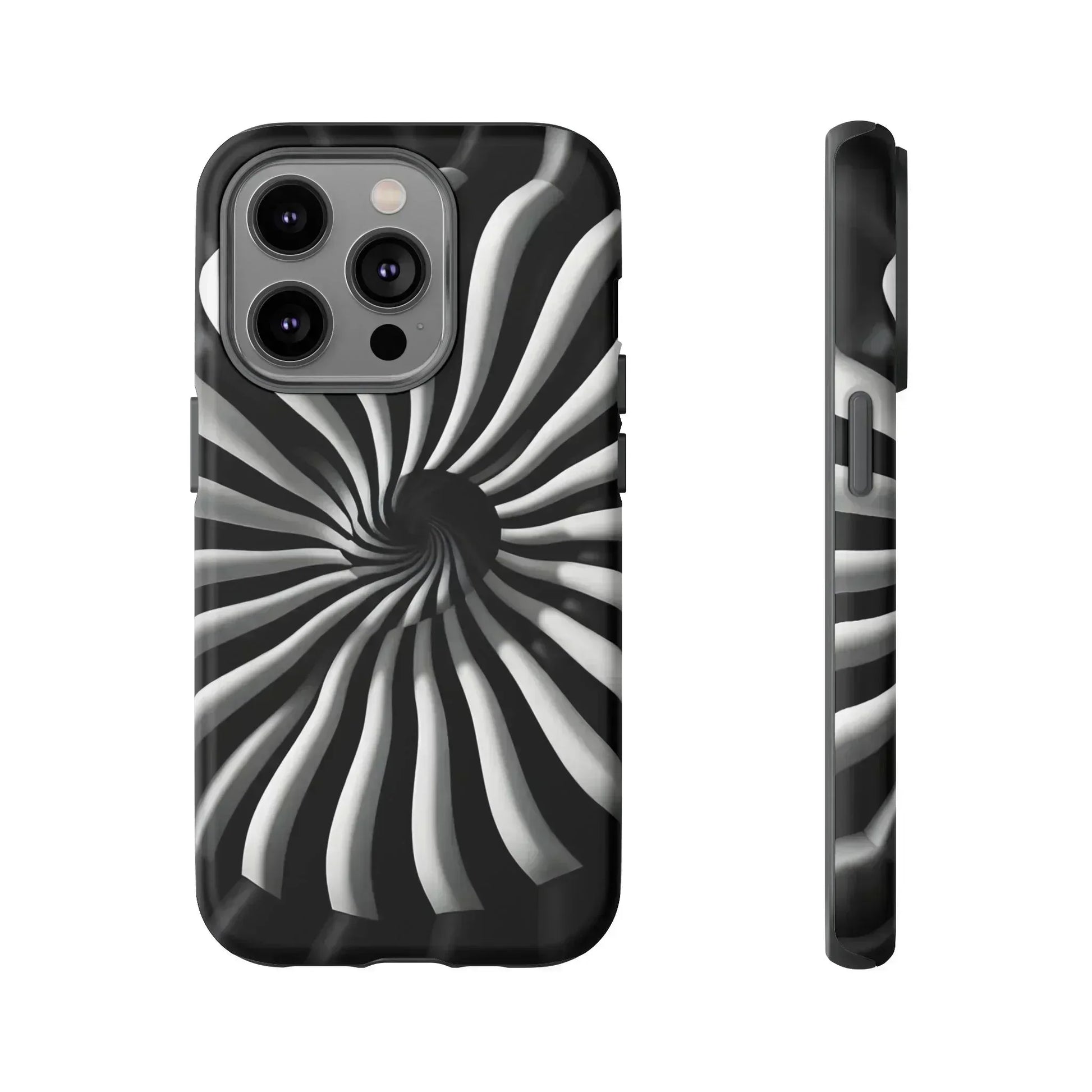 Hypnotic Black and White Spiral Phone Case for iPhone & Galaxy - KARARMDESIGN