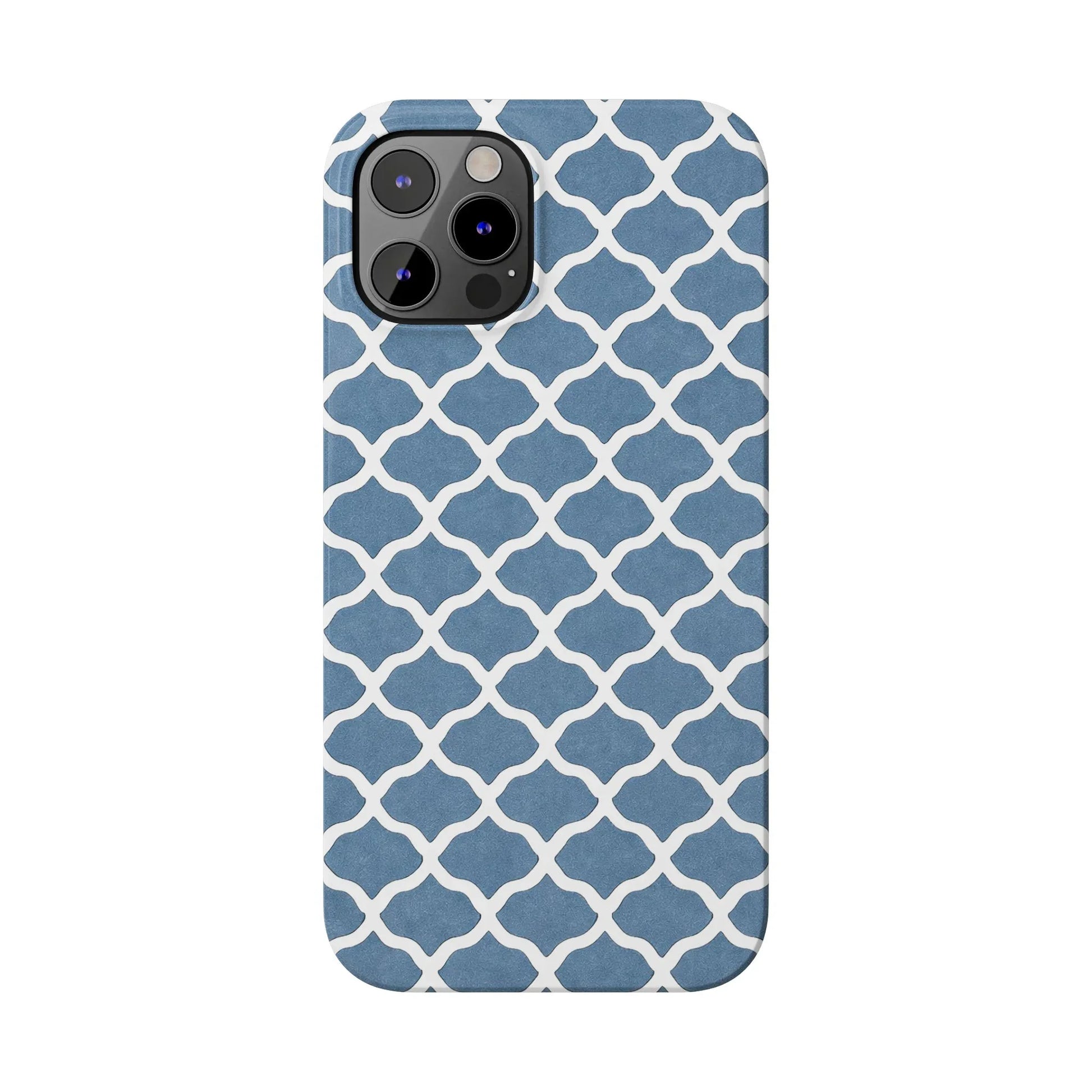 Azure Lattice Pattern Phone Case Slim Phone Cases for iPhone 11-17 - KARARMDESIGN