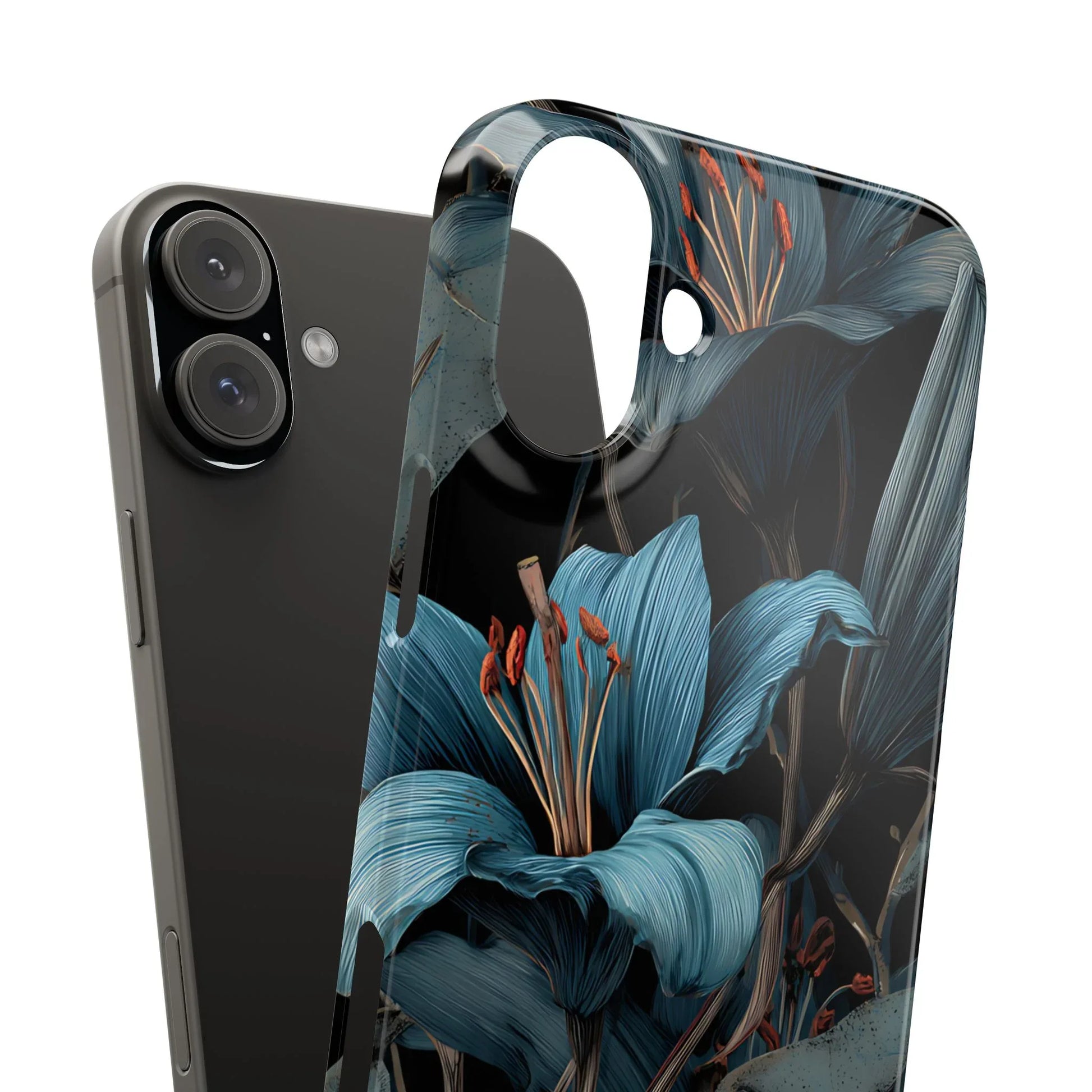 Blue Lily Floral Phone Case for iPhone 11-17 and Galaxy S20-S25 - KARARMDESIGN