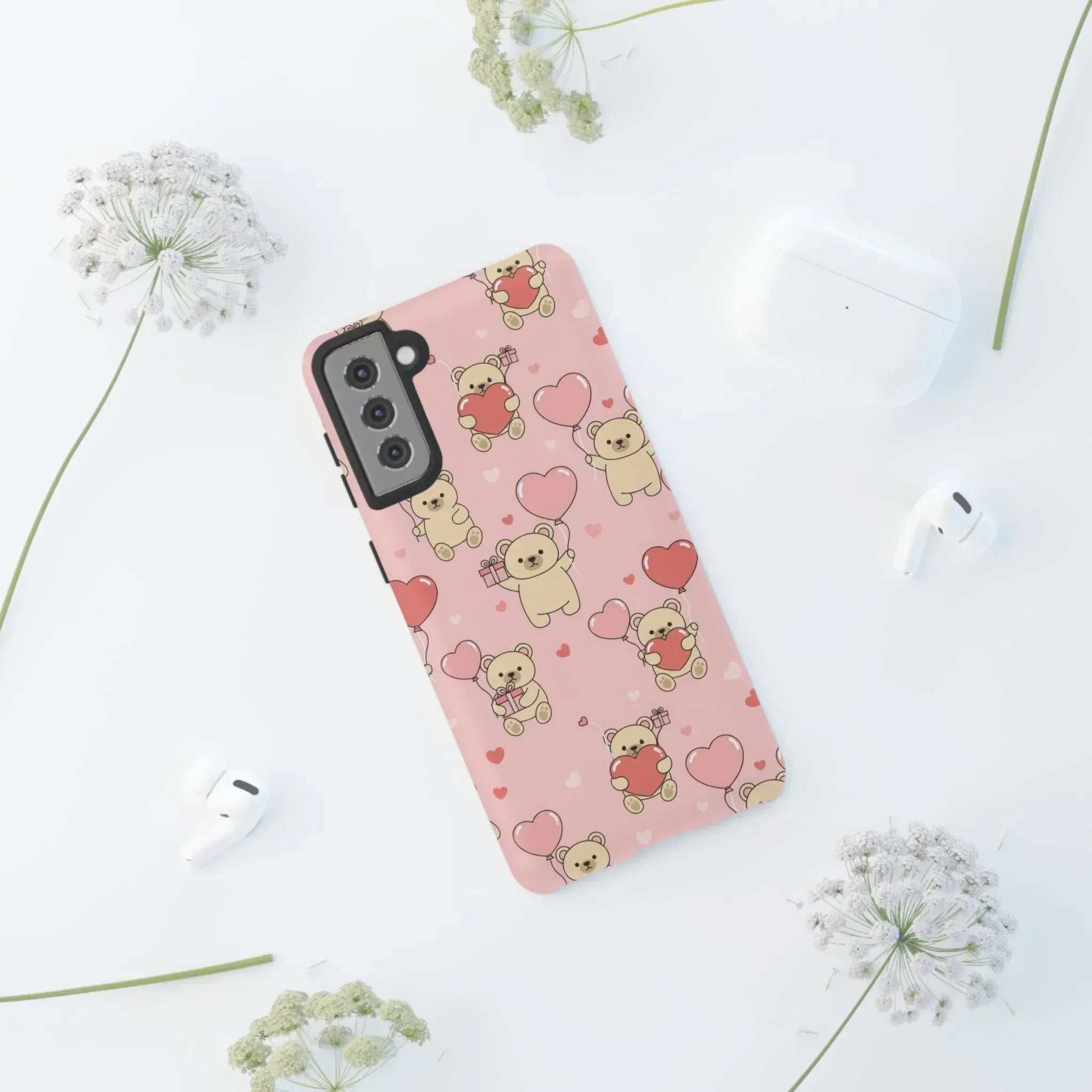Teddy's Valentine Parade Phone Case for iPhone 11-17 and Galaxy S21-S25 - KARARMDESIGN