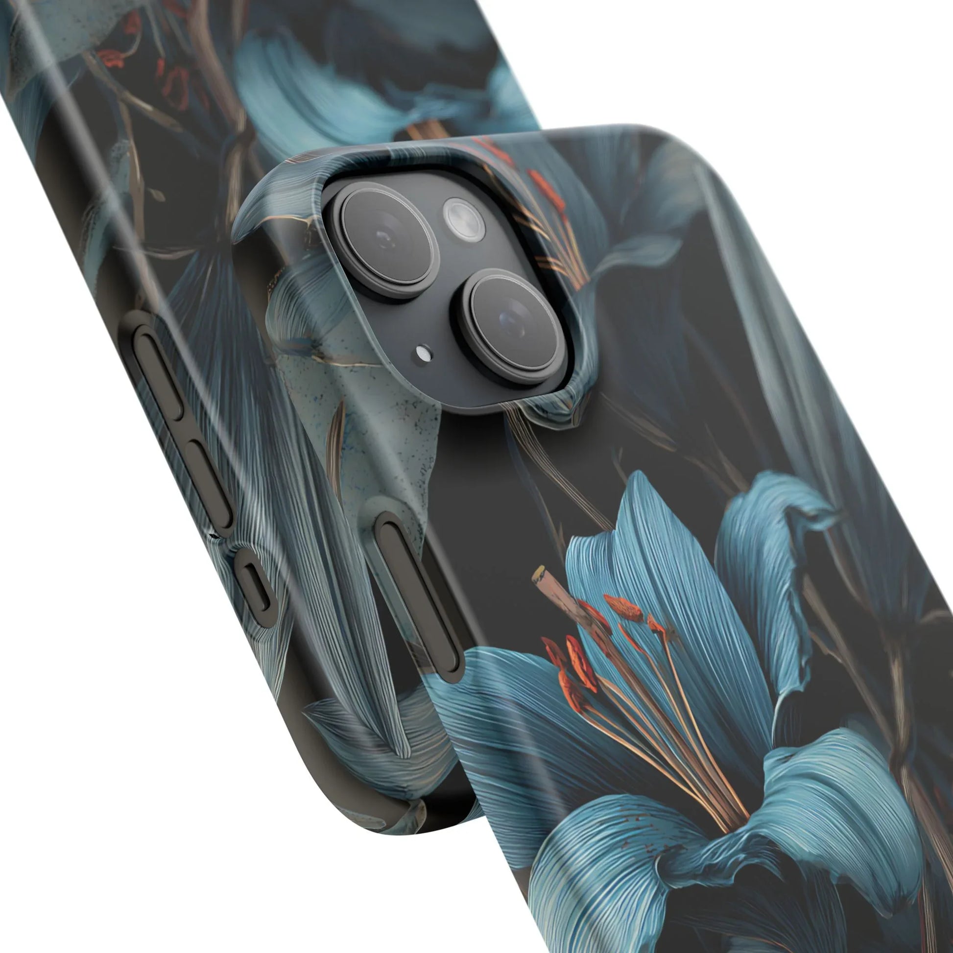 Blue Lily Floral Phone Case for iPhone 11-17 and Galaxy S20-S25 - KARARMDESIGN