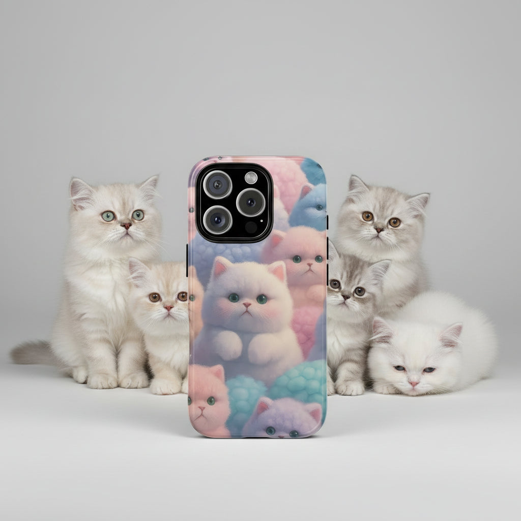 Pastel Kitten Phone Case for iPhone 8-17 and Samsung Galaxy S10-S25 Models - KARARMDESIGN