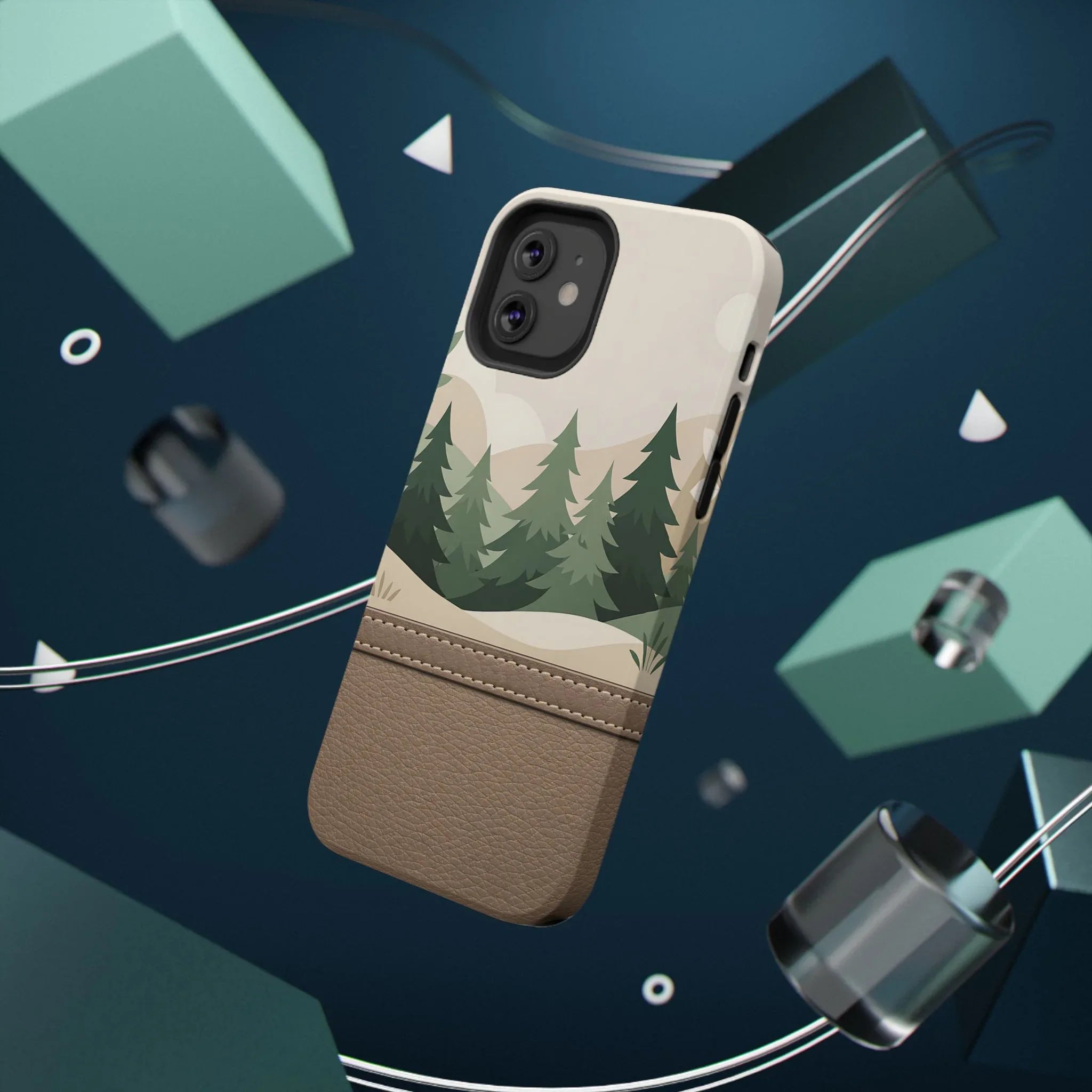 Forest Leather Phone Case for iPhone 11-17 and Galaxy S21-S25 - KARARMDESIGN