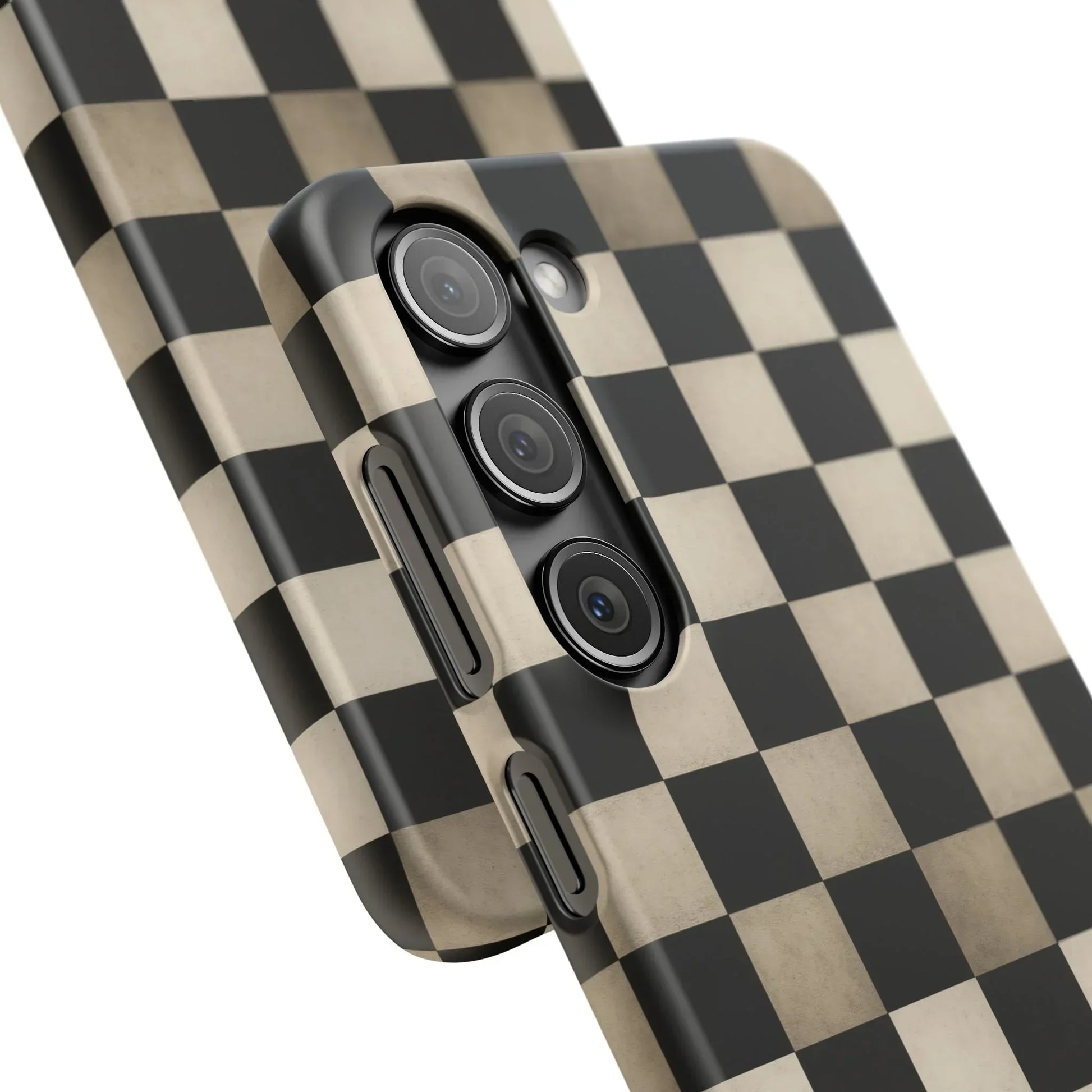Stylish Matte Checker Phone Case for iPhone 7-16 and Samsung Galaxy S10-S24 Models - KarArmDesign