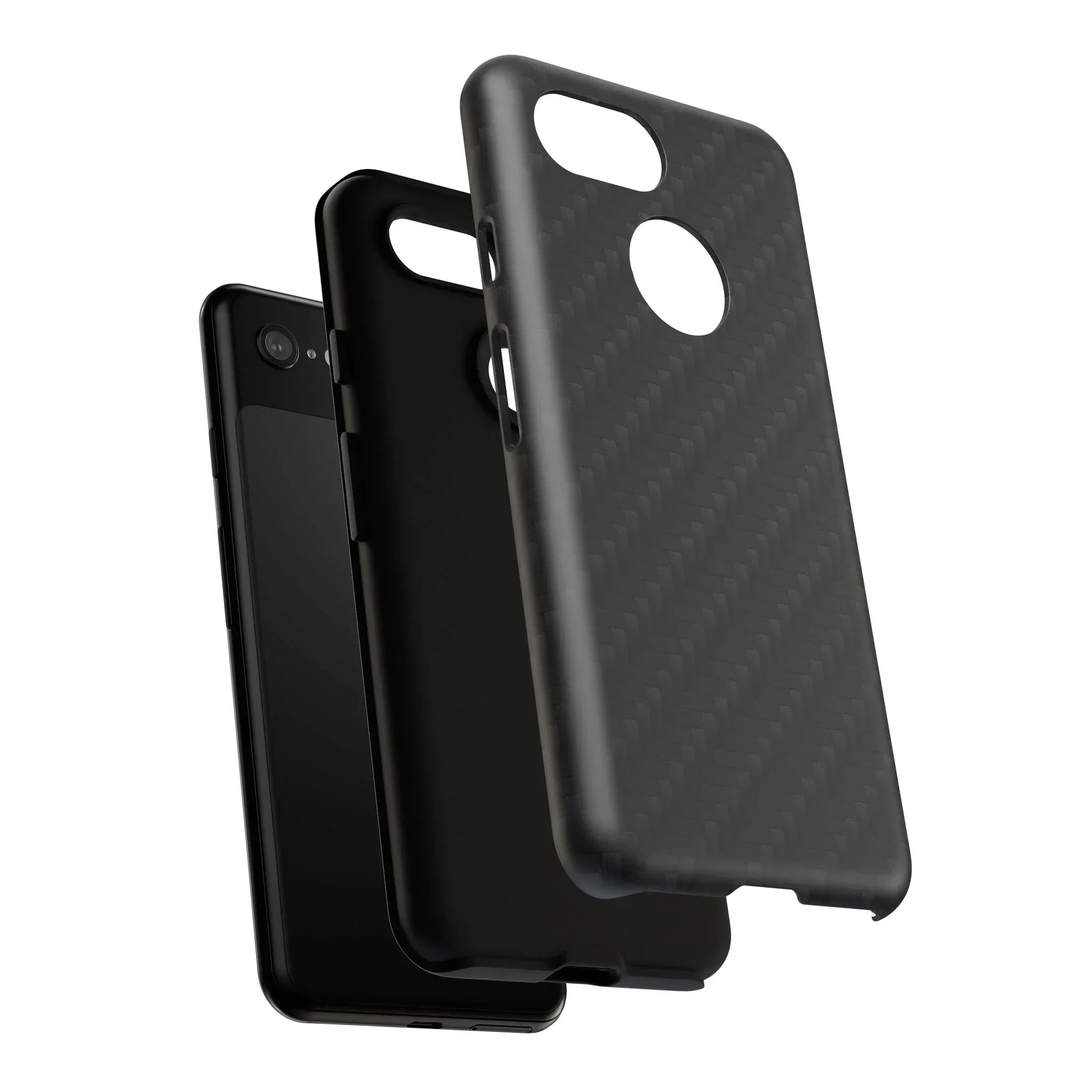 Black Carbon Phone Case Tough Case for iPhone 8-16 and Google Pixel up to 9 Models - KarArmDesign
