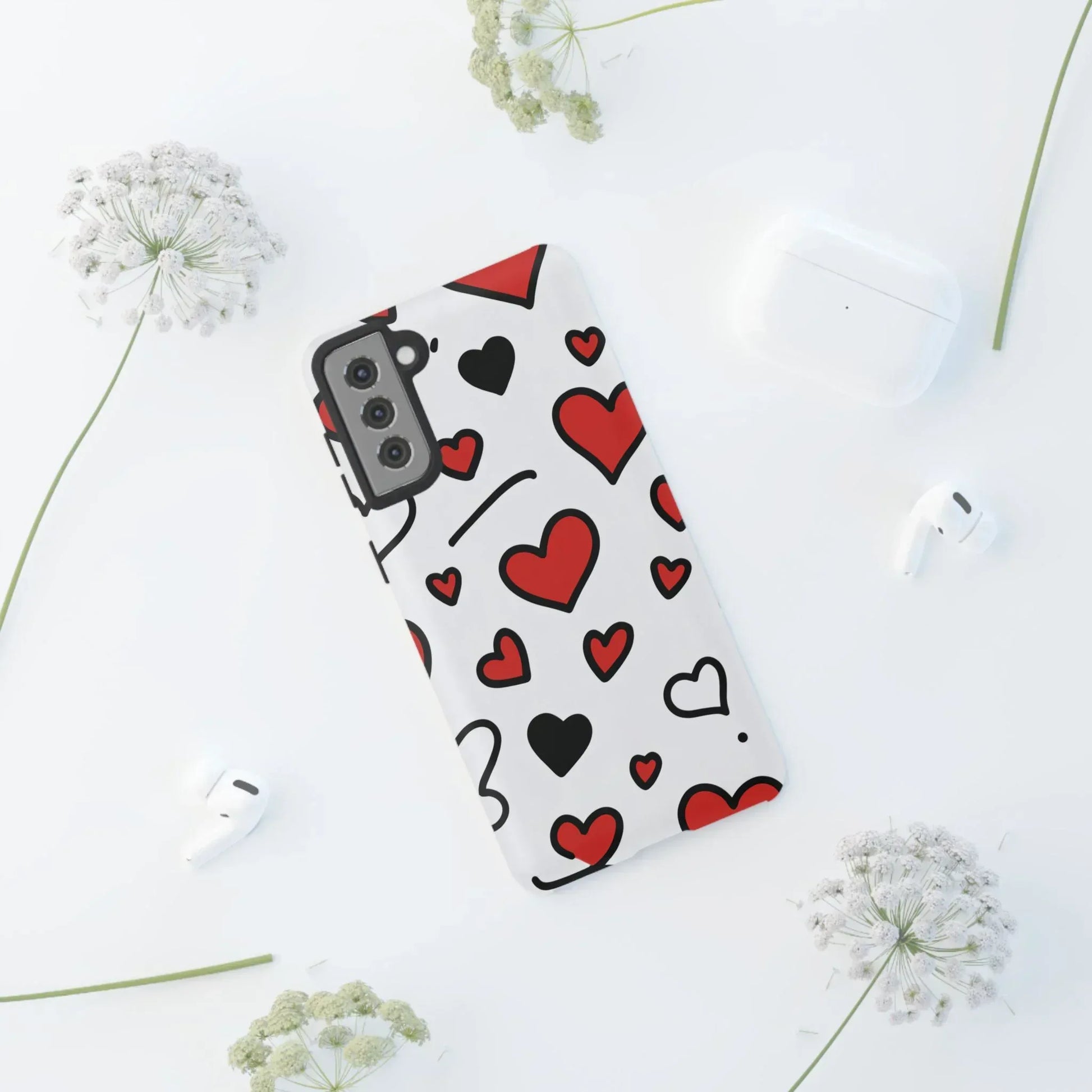 Scattered Hearts Phone Case for iPhone 11-17 and Galaxy S10-S25 - KARARMDESIGN