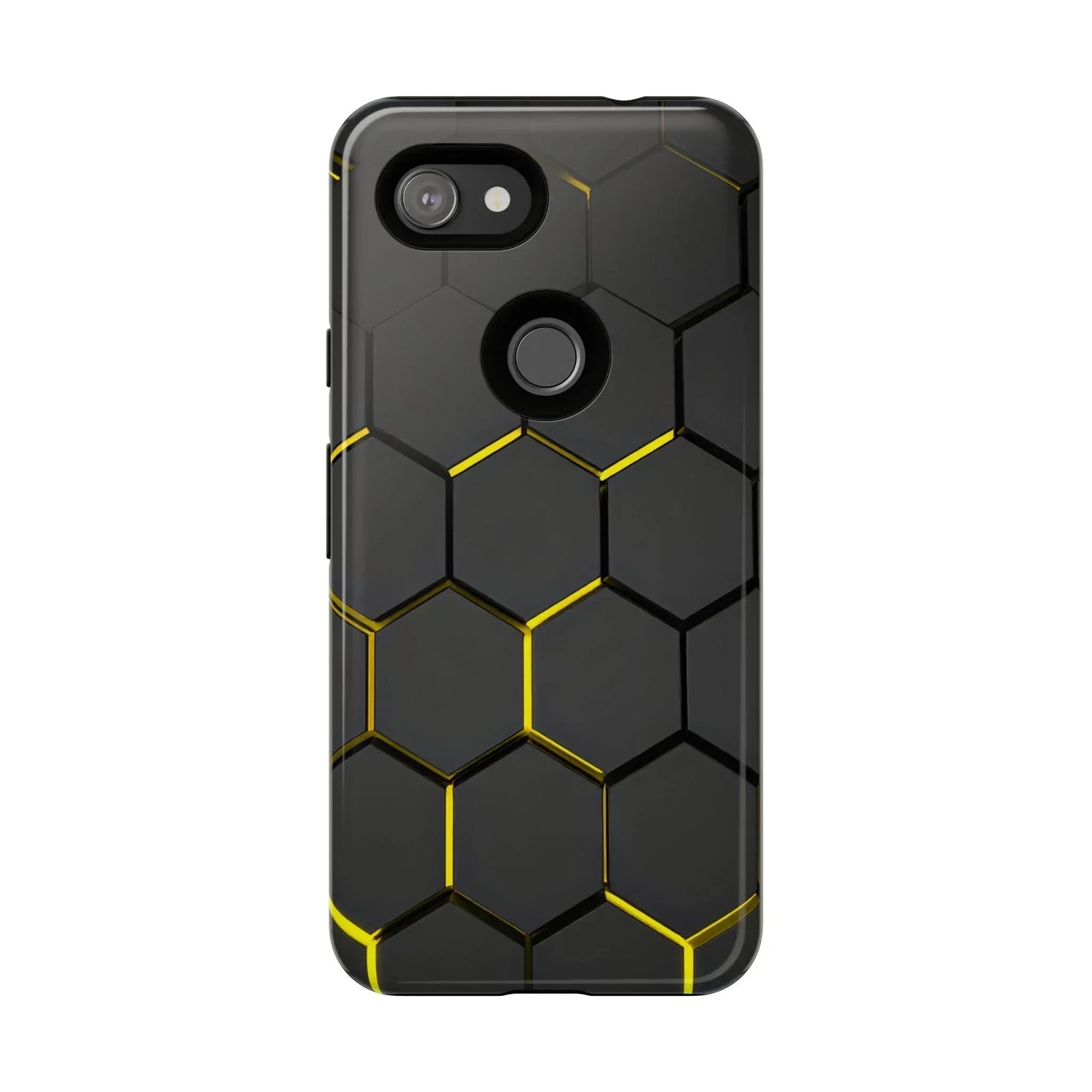 Black and Yellow Hexagon Geometric Tough Phone Case for Galaxy and Pixel - KarArmDesign
