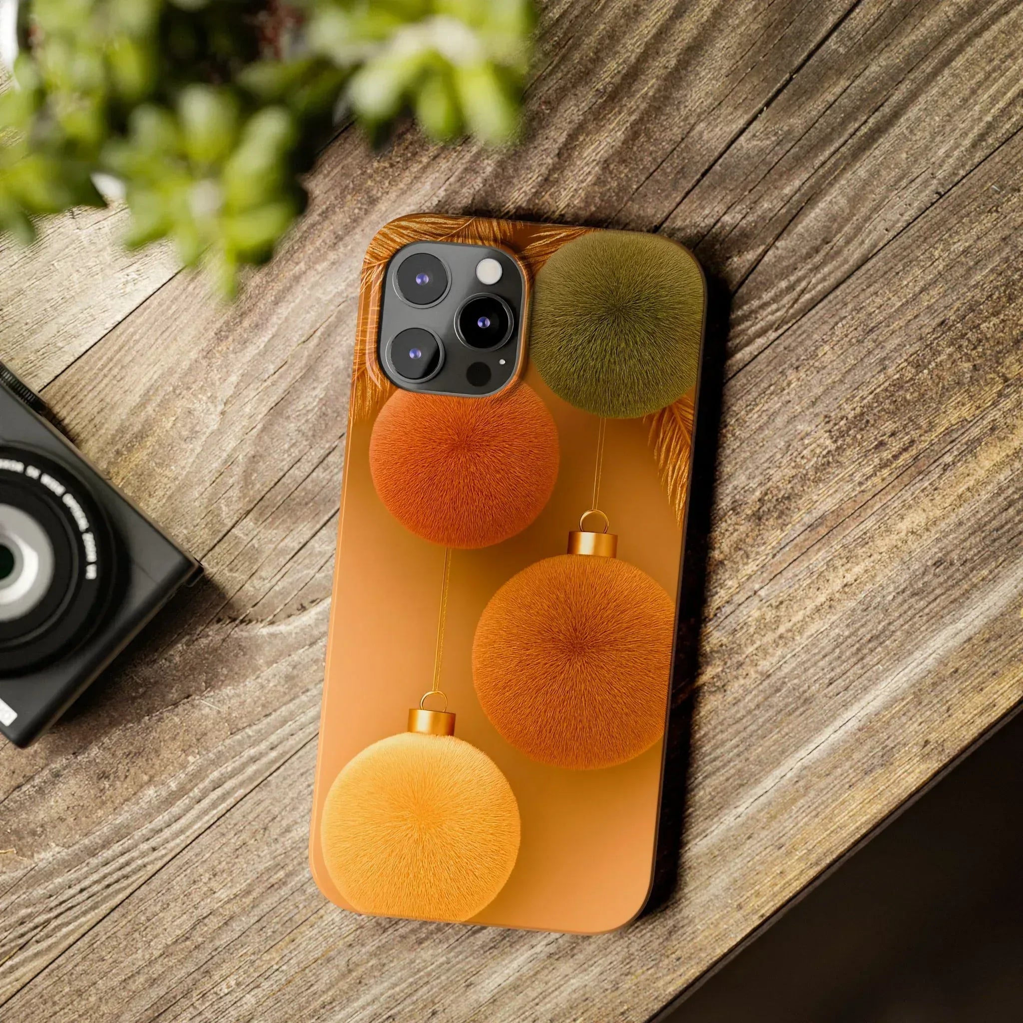 Golden Fuzz Ornaments Phone Case for iPhone 11-17 - KARARMDESIGN