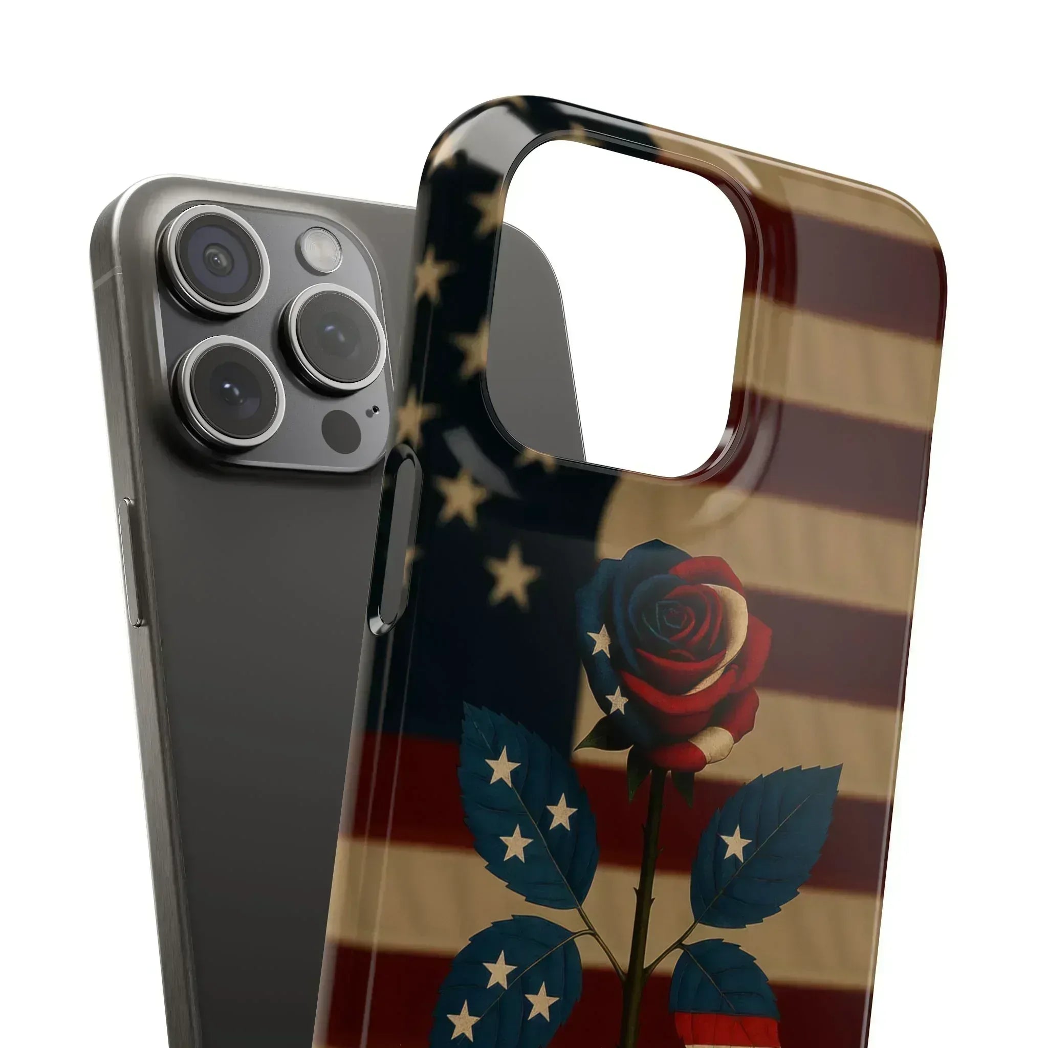 American Rose Flag Phone Case for iPhone 8-16 and Galaxy S10-S24 - KARARMDESIGN