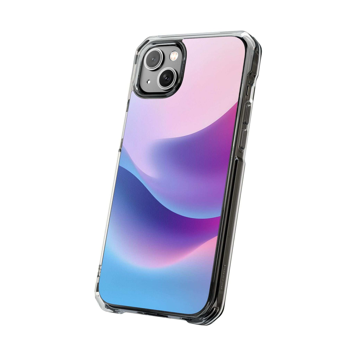 Pastel wave phone case with clear border and smooth protective corners for iPhone.