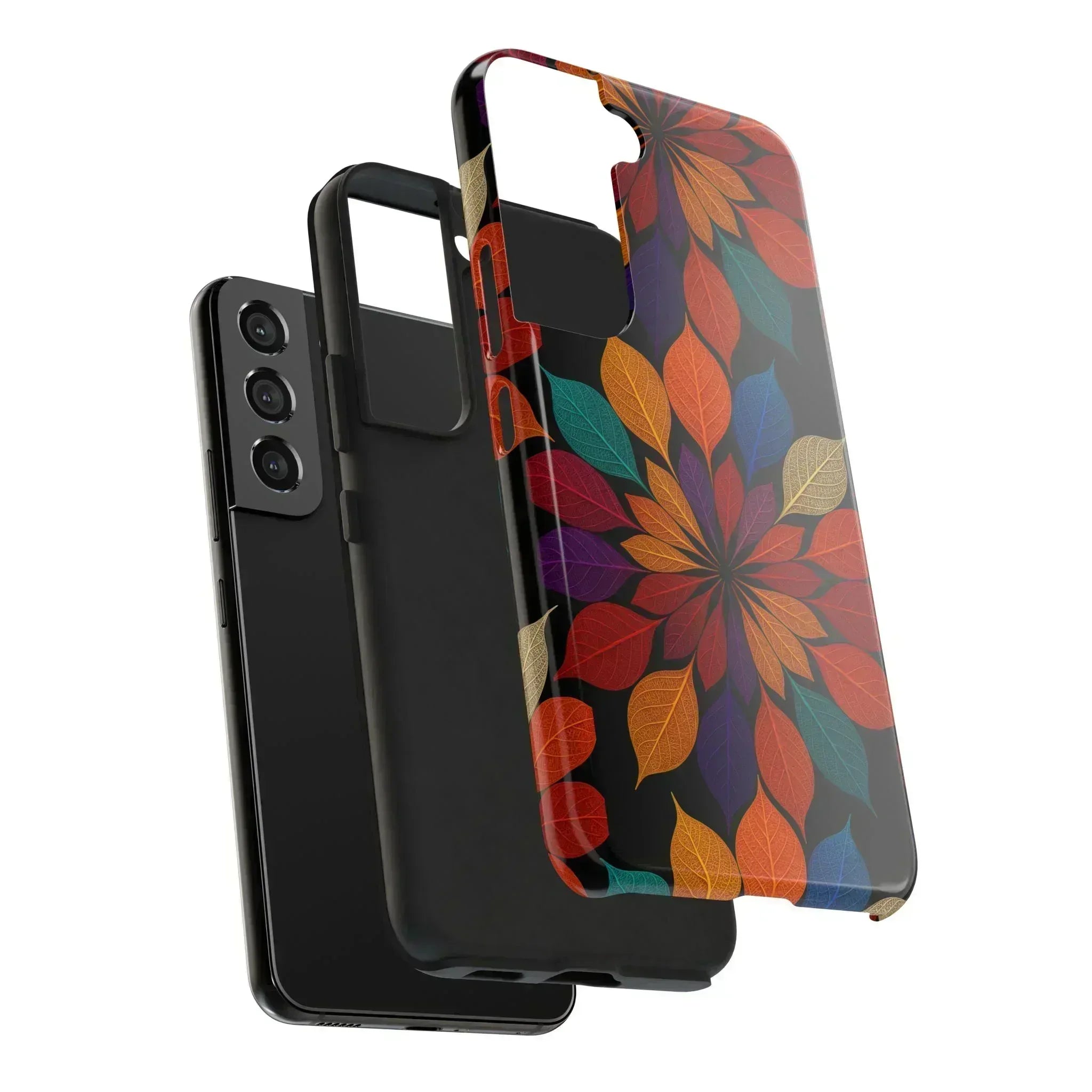 Leaf Mandala Phone Case for iPhone 11-16 and Galaxy S21-S24 - KARARMDESIGN